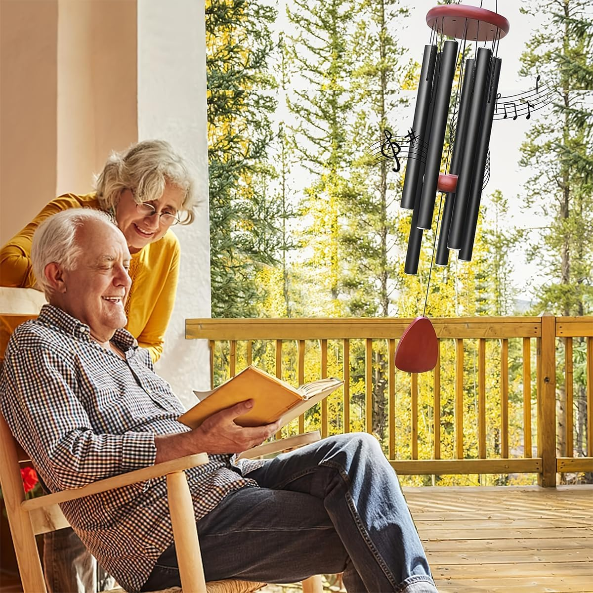 Wind Chimes for Outside, 26 Inches Wind Chimes, Memorial Wind Chimes for Outdoof, Black, Sliver, Blue, Bronze Color (Black) - Sliver image number 7