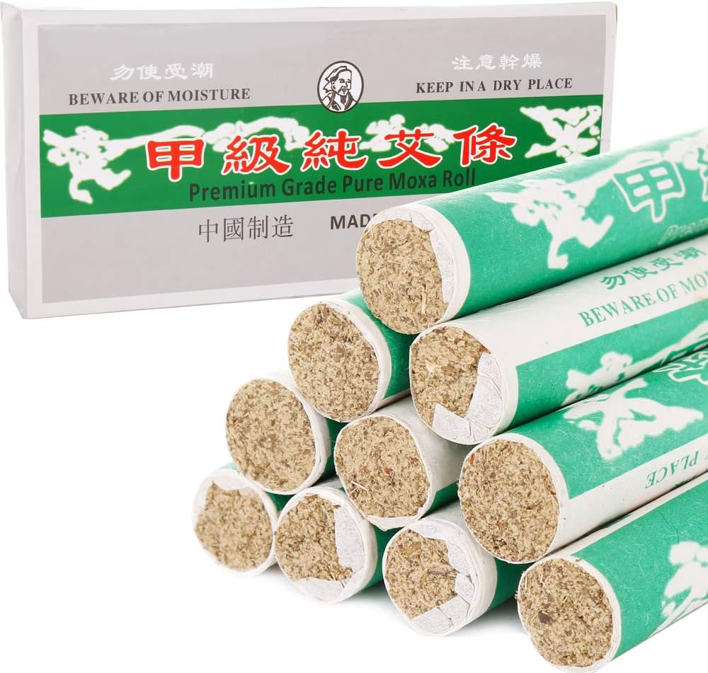 Pure Moxa Stick Wormwood Handmade Moxibustion Sticks Mugwort Blunt Rollers Accessories for Neck Waist Knee Back Acupoint Care, 艾草 艾条 艾灸条 (10) image number 4
