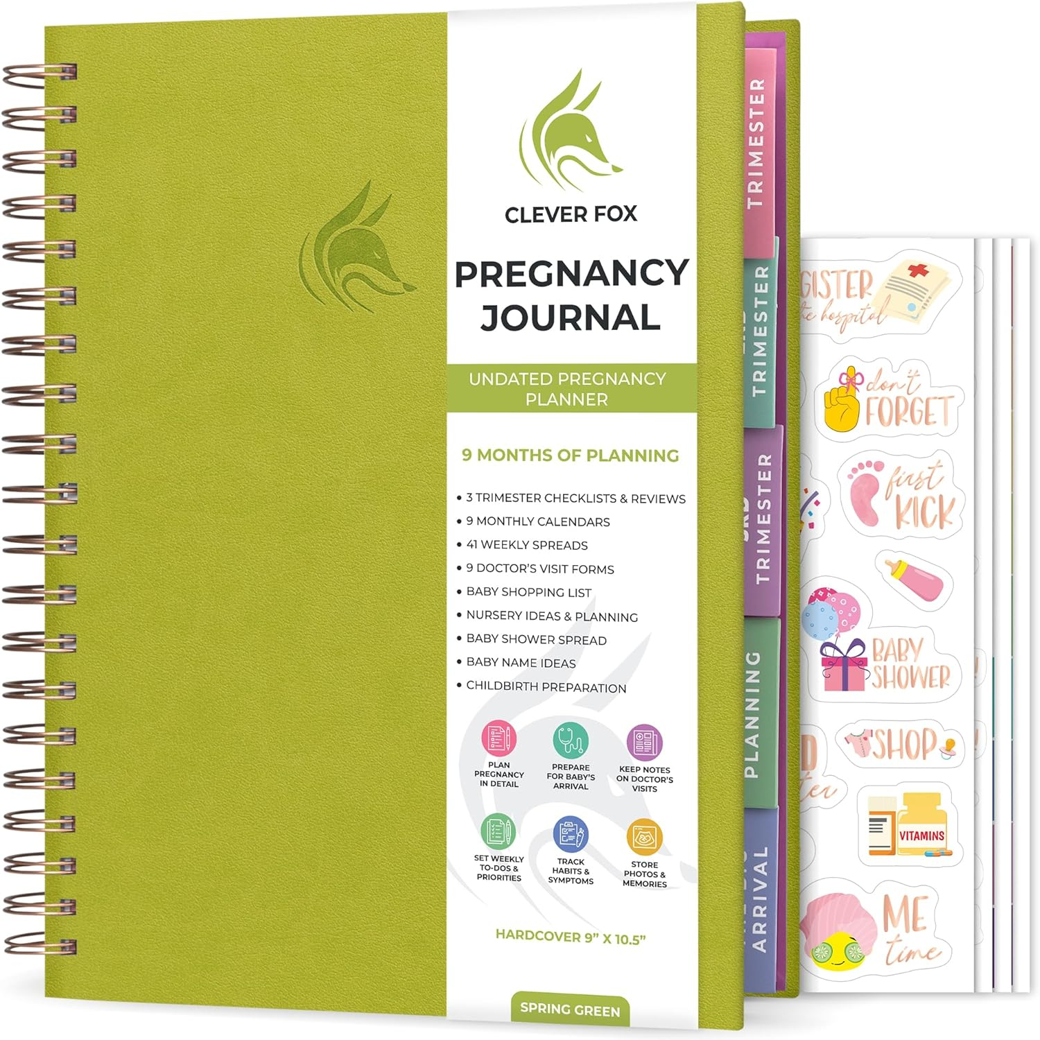 Clever Fox Pregnancy Journal & Memory Book - Pregnancy Planner & Notebook for Expecting Moms &ndash; Baby Keepsake, First Time Moms Gift (Spring Green) image number 2