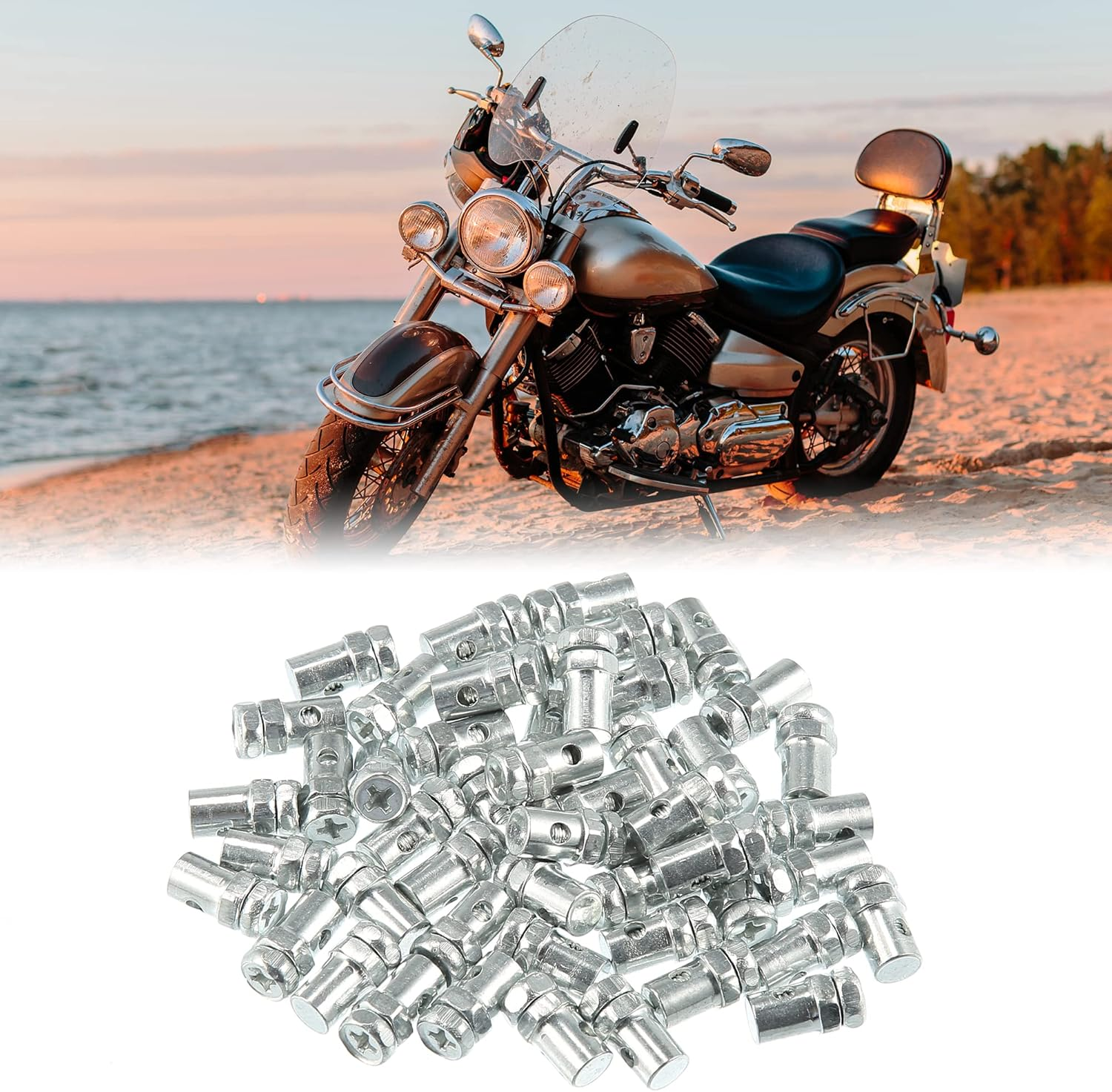 Uxcell 50Pcs 5Mm Thread Dia Brake Cable Wire Solderless Nipple Screw for Motorcycle image number 2