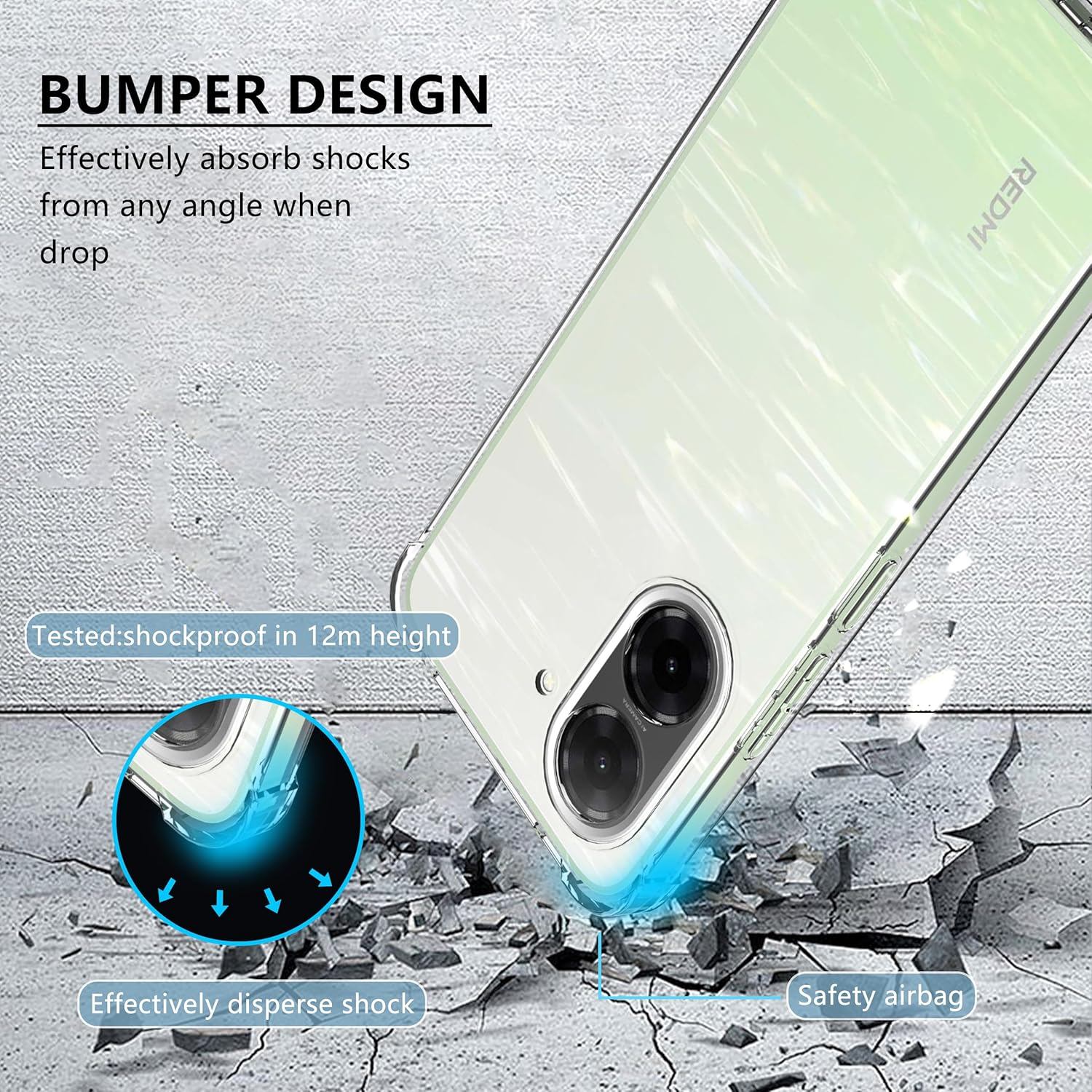 Designed for Xiaomi Redmi A5 4G Case: anti Yellowing Cover Clear Phone Case & 2 Pack Redmi A5 4G Tempered Glass Screen Protector.9H Hardness Military Grade Protection Support Fingerprint Unlocking image number 1