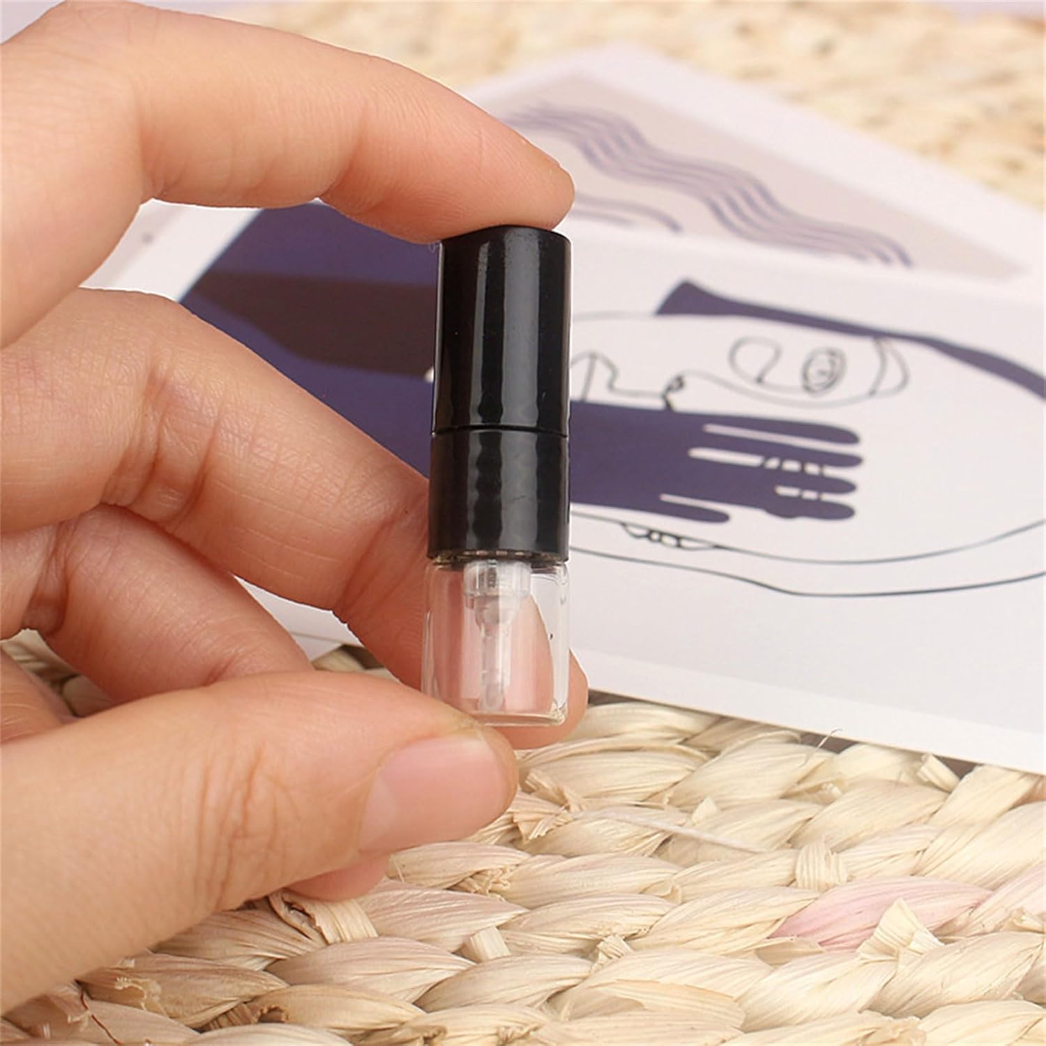 50PCS Leak Proof Miniature Perfume Spray Bottle 1ML Refillable Glass Atomizer and Easy Fragrance Transfer Sample Dispenser - Black Spray Head image number 4