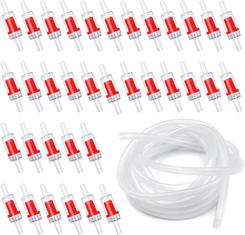 Aquarium Check Valve,Danzix One Way Non-Return Check Valve,Aquarium Air Pump Accessories for 3/16 Inch Airline Tubing-35Pcs (Red) image number 3