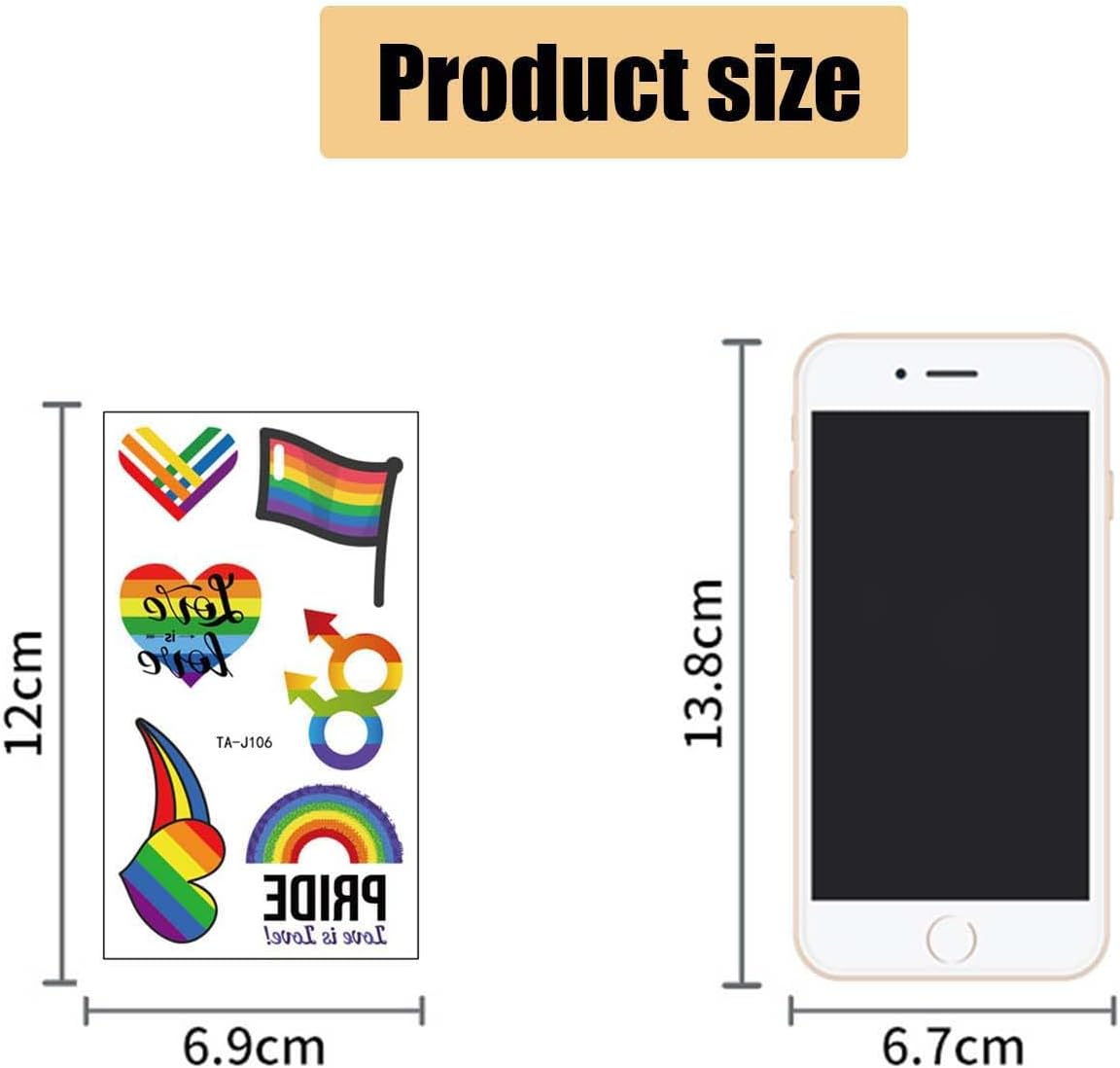 15 Sheets Rainbow Temporary Tattoos,Lesbian Gay Pride Decorations Rainbow Tattoos Stickers,Waterproof Temporary Tattoos for Pride Parades Party Supplies