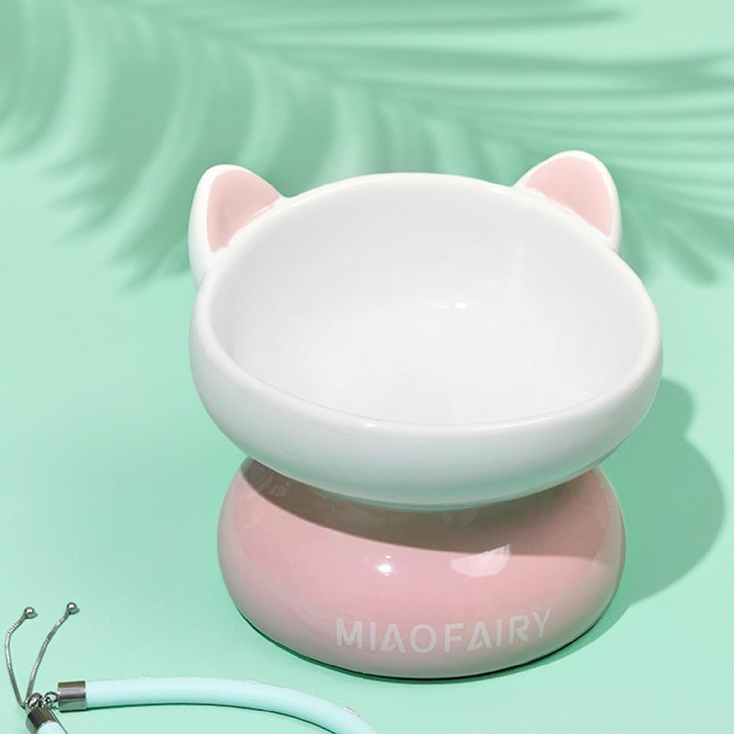 Raised Ceramic Cat Bowl - Cat Dish Backflow Prevention | Cute Slanted Mouth Raised Cat Bowls Stable for Food and Water image number 4