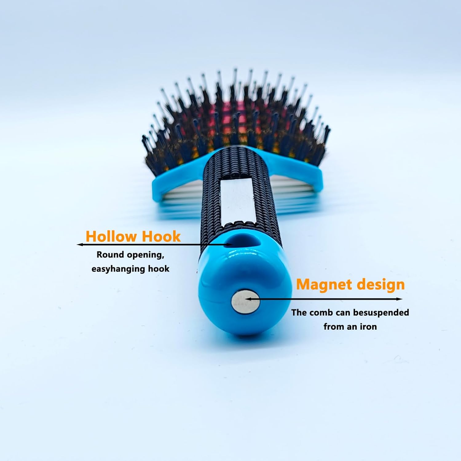 2Pcs Boar Bristle Hair Brush, Wet & Dry Hair Brushes, Curved and Vented for Wet and Dry Detangling Hair Brush, Detangling Long Curly Thick Hair for Women, Men & Kids (B) image number 1