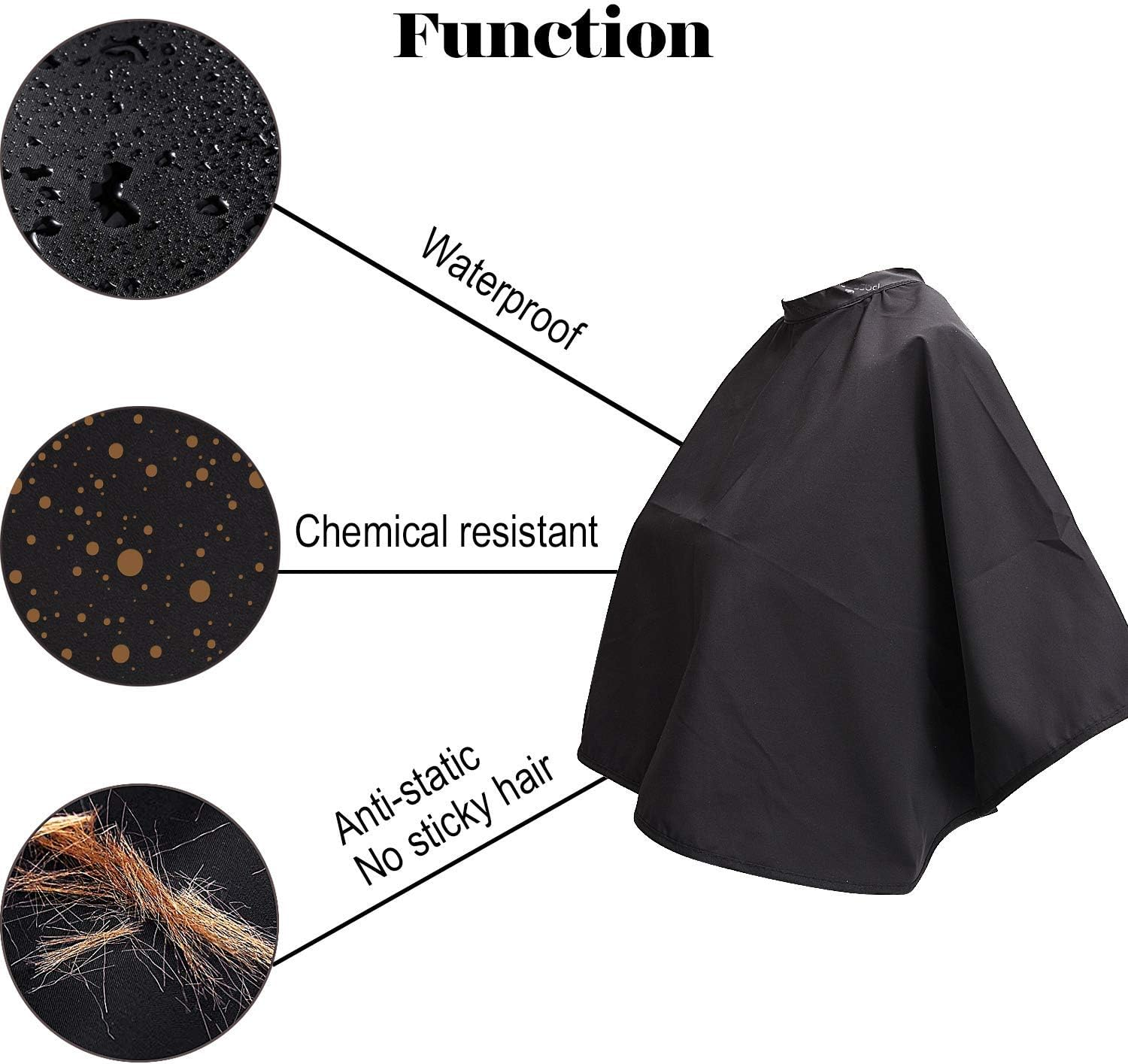 ​Black Makeup Cape Short Barber Cape, Waterproof Nylon Salon Hair Cutting Cape, Makeup Artist Cape for Hair Dye image number 6