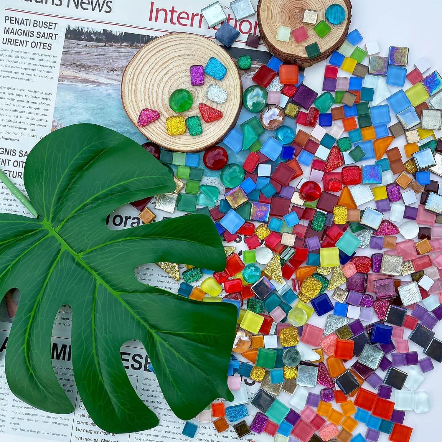 Yunking 1.1LB Assorted Colors Irregular Crystal Glass Mosaic Tiles - Perfect for Art Crafts, Mosaic Making Projects, Home Decor, and More image number 5