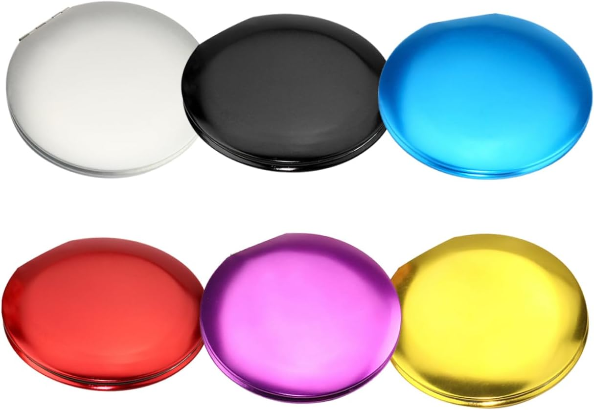 6Pcs Mini Folding Pocket Mirror Lightweight Practical Makeup Mirror Metallic Colors Peacock for Daily Use and Travel image number 6