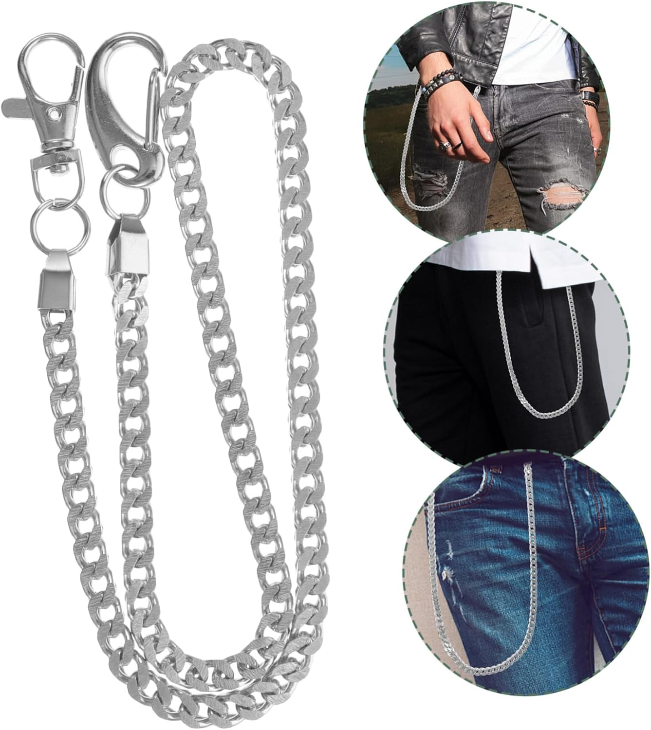 Tofficu Mens Pants Chain Sterling Silver Key Chain for Dance Boys Pocket Accessory image number 3
