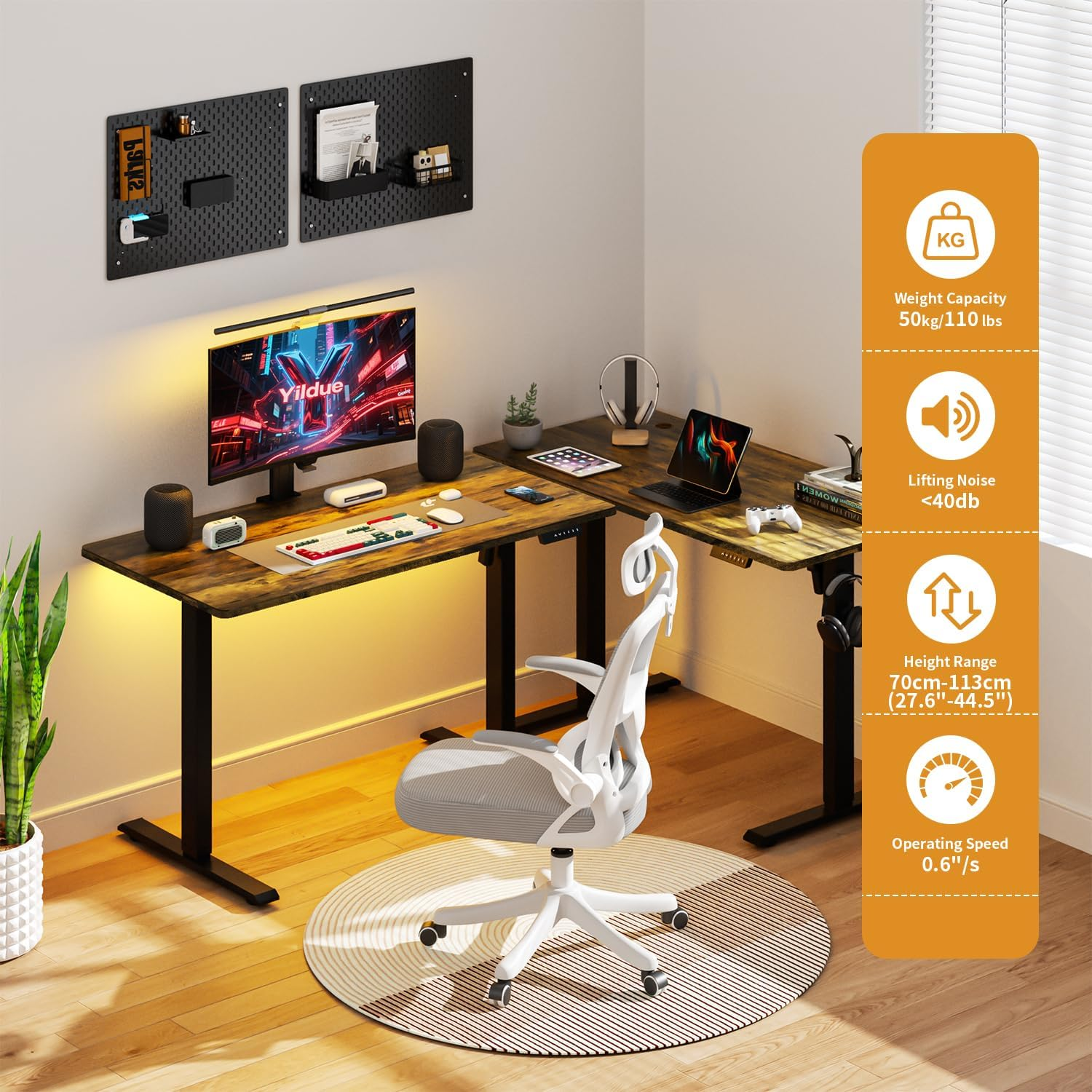 Yildue Electric Standing Desk 120/140Cm,Height Adjustable Standing Compute Desk with Splice Board,3 Memory Height Settings Ergonomic Home Office Desk(Rustic Brown) (140X60CM) image number 1