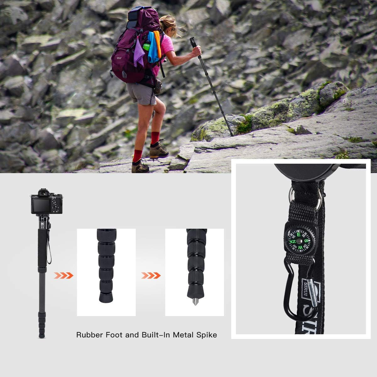 SIRUI Camera Monopod AM-326M, 6 Section Carbon Fiber Portable Compact Lightweight Travel Monopod image number 3