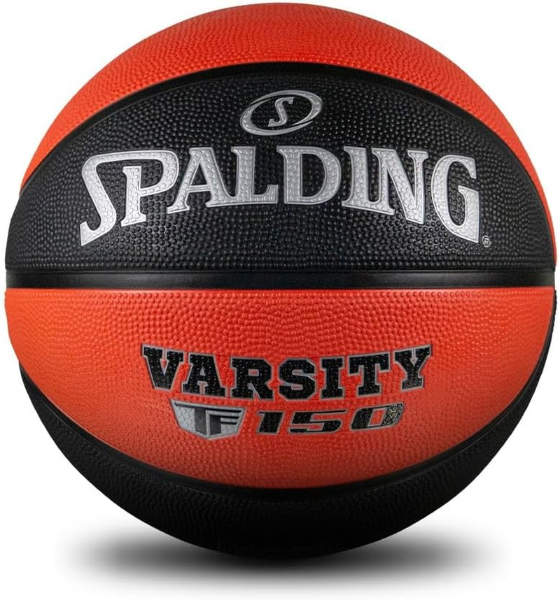 Spalding Varsity TF-150 Outdoor Basketball, Black & Orange, Size 4
