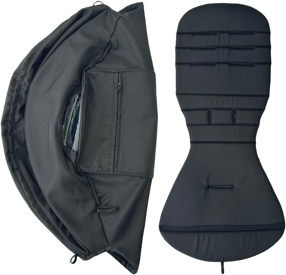 Baby Stroller Seat Cushion and Canopy Compatible with Babyzen YOYO 2 and YOYO+, Pushchair Accessories Replacement Kit, Waterproof Double-Layer Fabric (Aqua Blue)