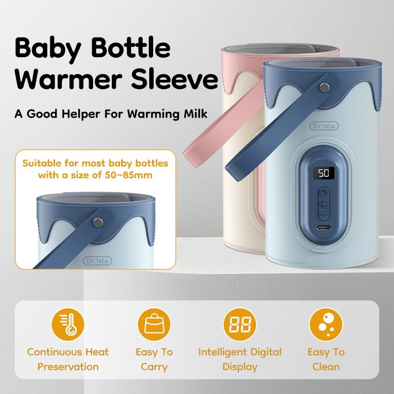 Portable Baby Bottle Warmer, USB Baby Bottle Warmer with ABS Digital Display and 25 Gear Adjustable, Fast and Accurate Milk Heating Keeper for Car, Travel, Indoor (Pink) image number 5