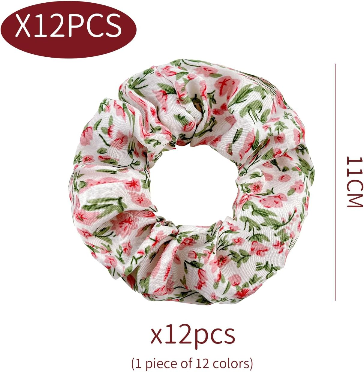 Pack of 12 Flower Hair Loops, Simple Elastic Hair Loops, Coloured Ponytail Head Ropes, Cute Hair Accessories and Matching Garments. image number 3