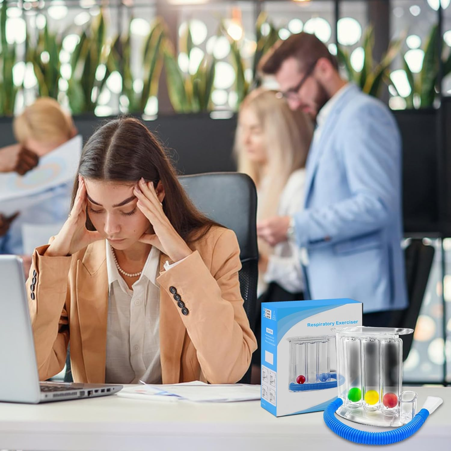 Deep Breathing Lung Exerciser, 3 Ball Incentive Spirometer, Washable and Hygienic Respiratory Exerciser, Breath Measurement System with Handle image number 6