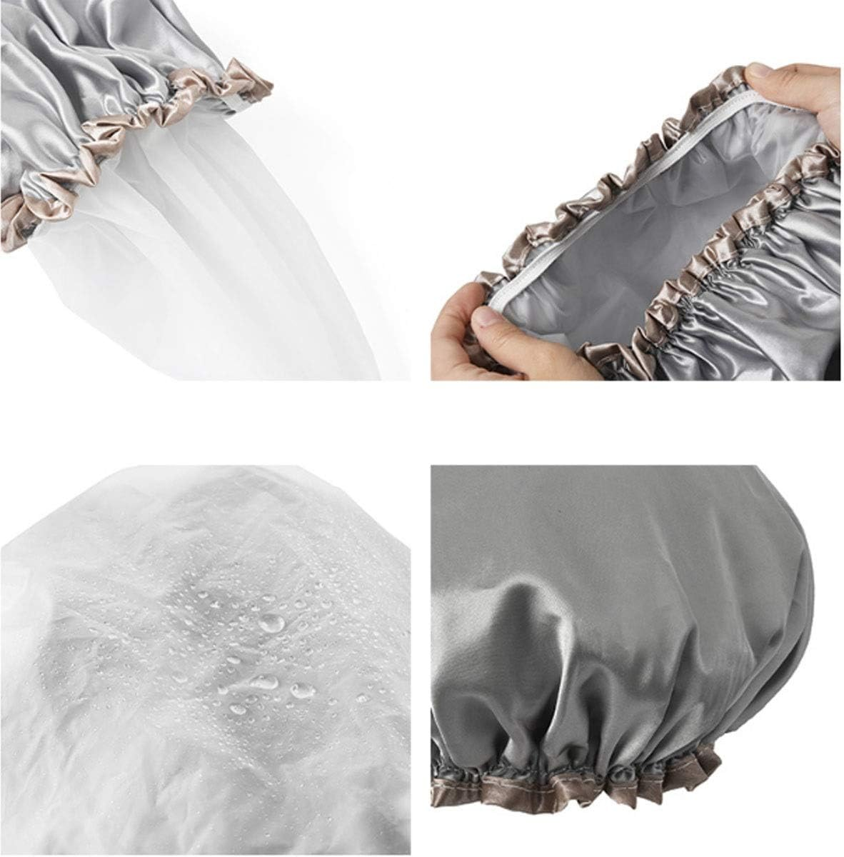 Shower Cap, Double Shower Cap, Waterproof Adult Female Shower Cap, Bath Hair Cover, Shower Headgear, Waterproof Cap, Hair Cap, (Color : Pink)