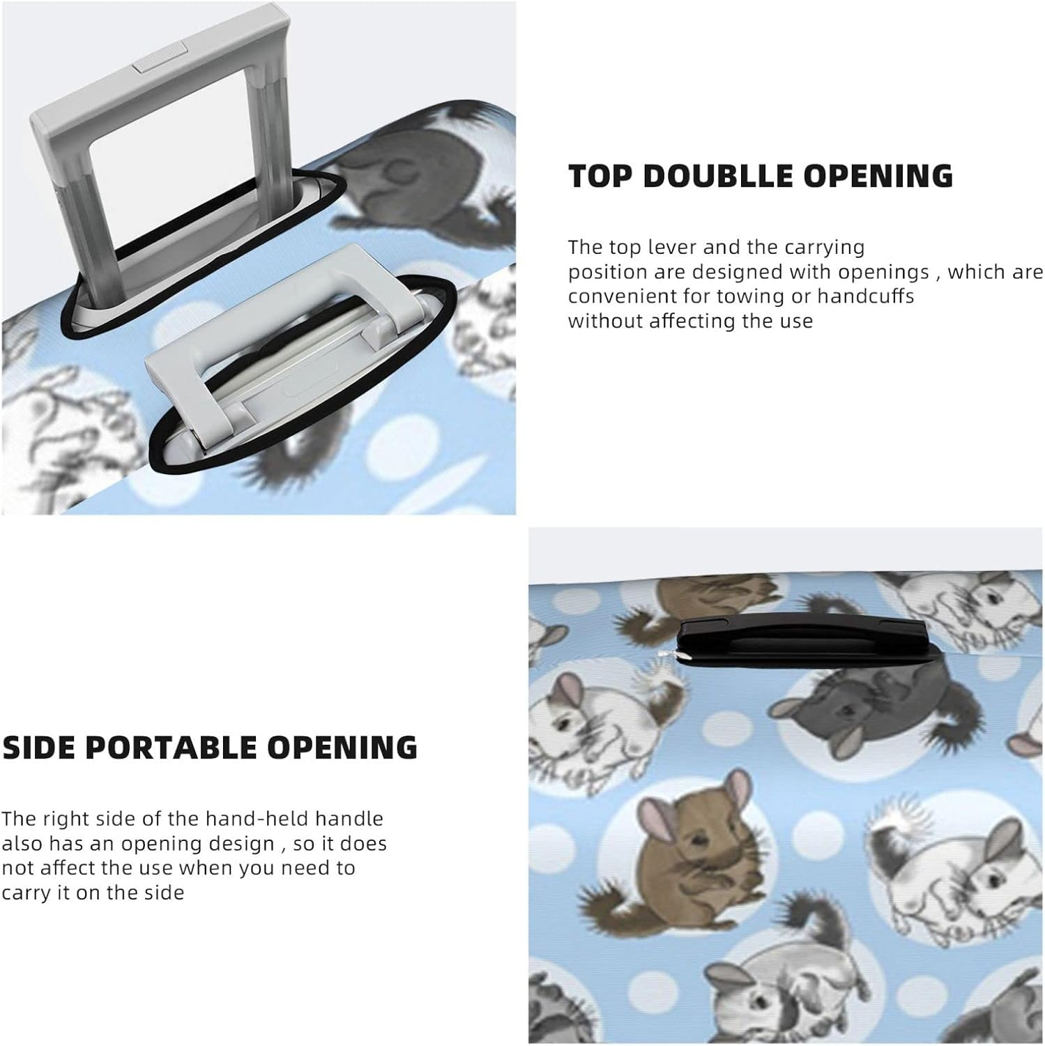 Blue Chinchillas and Moon Luggage Cover Anti-Scratch Suitcase Protector Fits 18-32 Inch Luggage image number 6