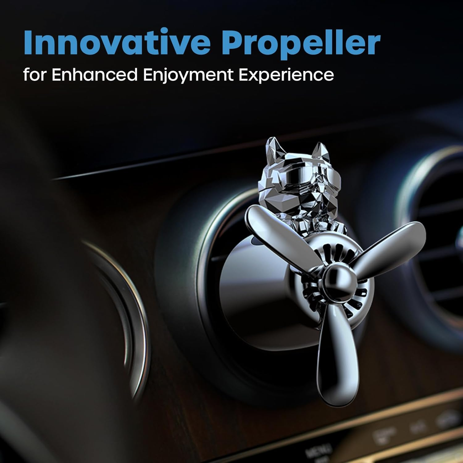 Car Air Fresheners Cute Pilot Dog, Car Vent Air Freshener Rotating Propeller Automotive Air Outlet Fan Creative Car Diffuser, Car Accessories Cute, Car Perfume Decoration image number 4