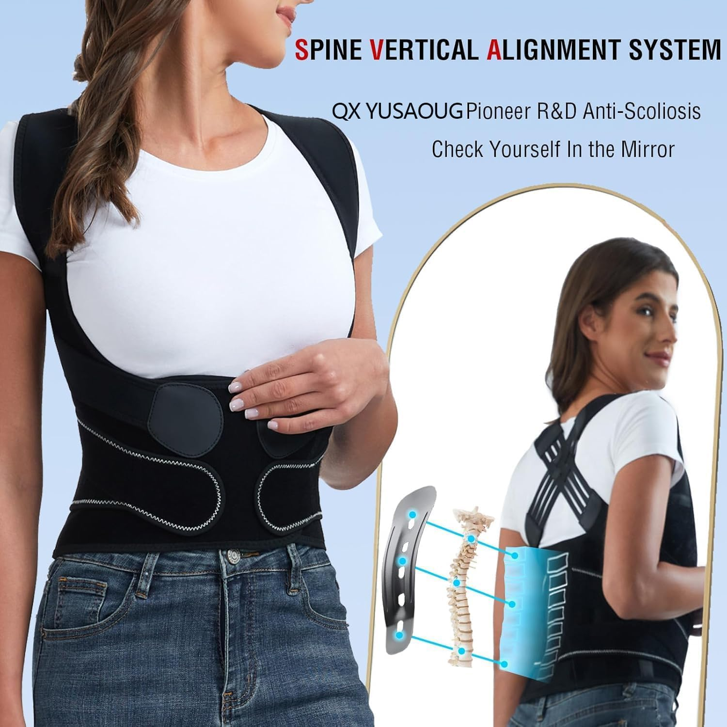 Back Brace Posture Corrector for Women and Men with Spine Vertical Alignment System, Upper and Lower Back Pain Relief, Back Straighter Instant Posture Corrector, Upgraded and Reinforced Version, XL image number 2