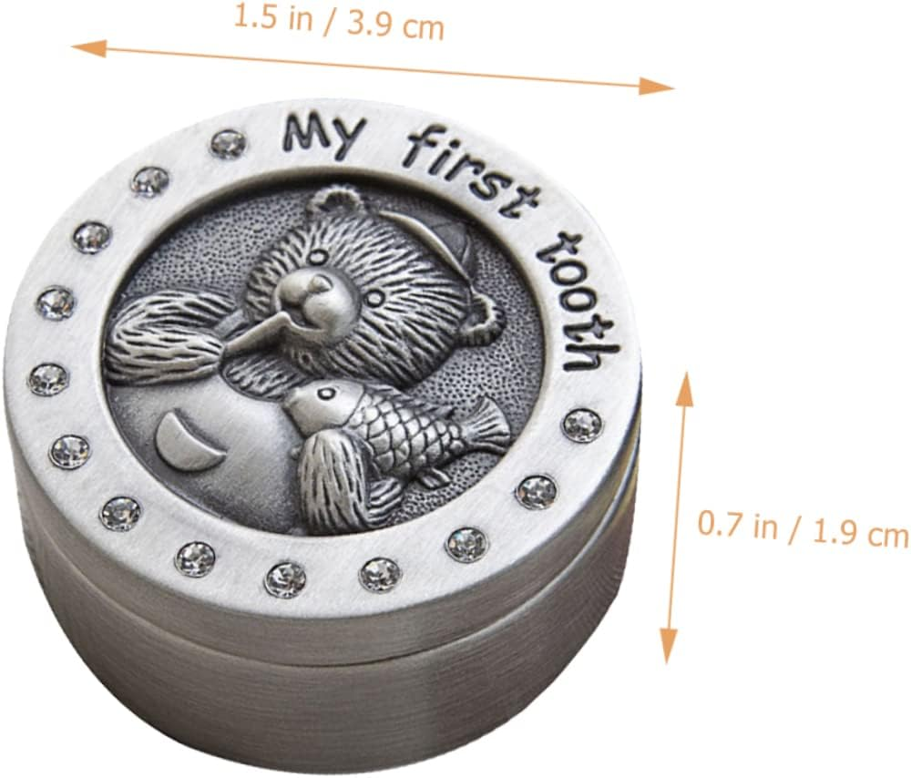 ERINGOGO Baby Tooth Keepsake Box for Kids Metal First Tooth Holder Unique Keepsake Container for Newborns Vintage Style Boys and Girls image number 2