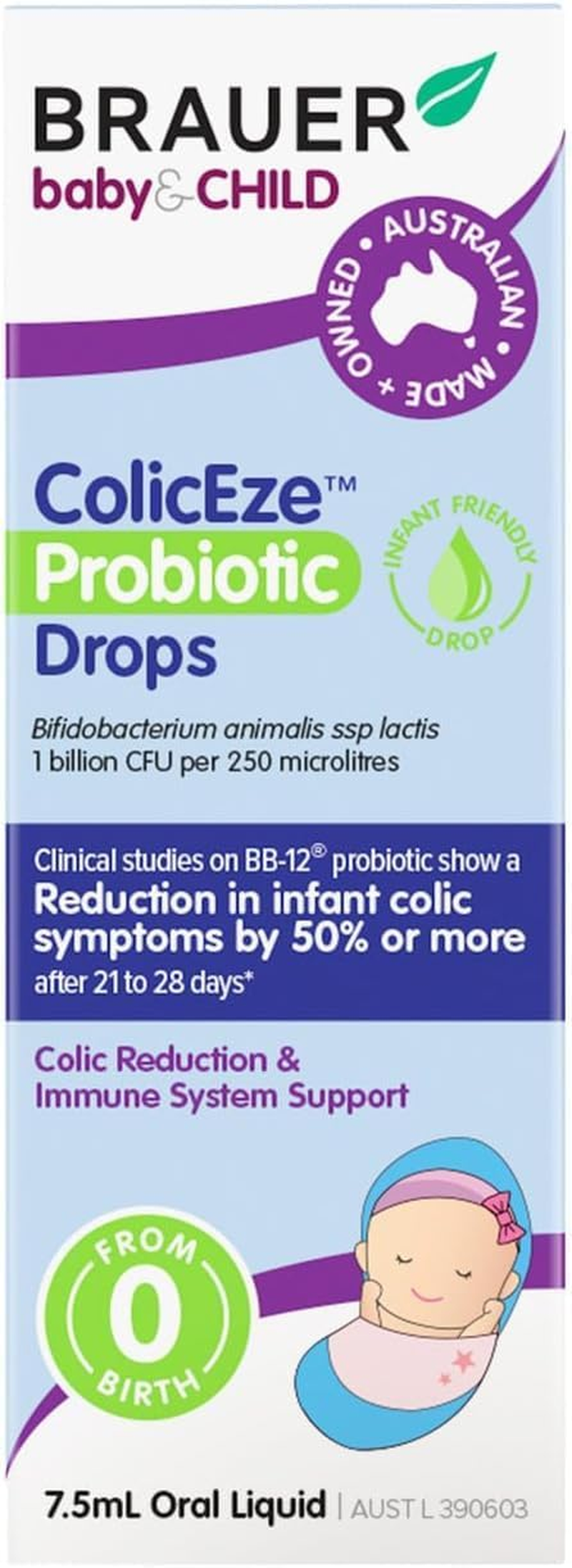 Brauer Baby & Child Coliceze Probiotic Drops 7.5 Ml &ndash; BB-12 Bifidobacterium Animalis Ssp. Lactis for Infant Colic Relief image number 2