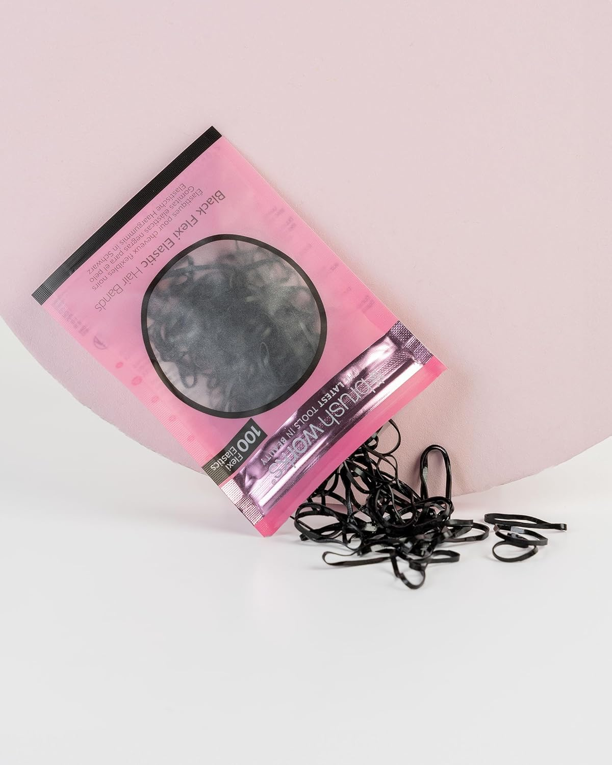 Brushworks Black Flexi Elastic Hair Bands - 100 Pieces image number 2