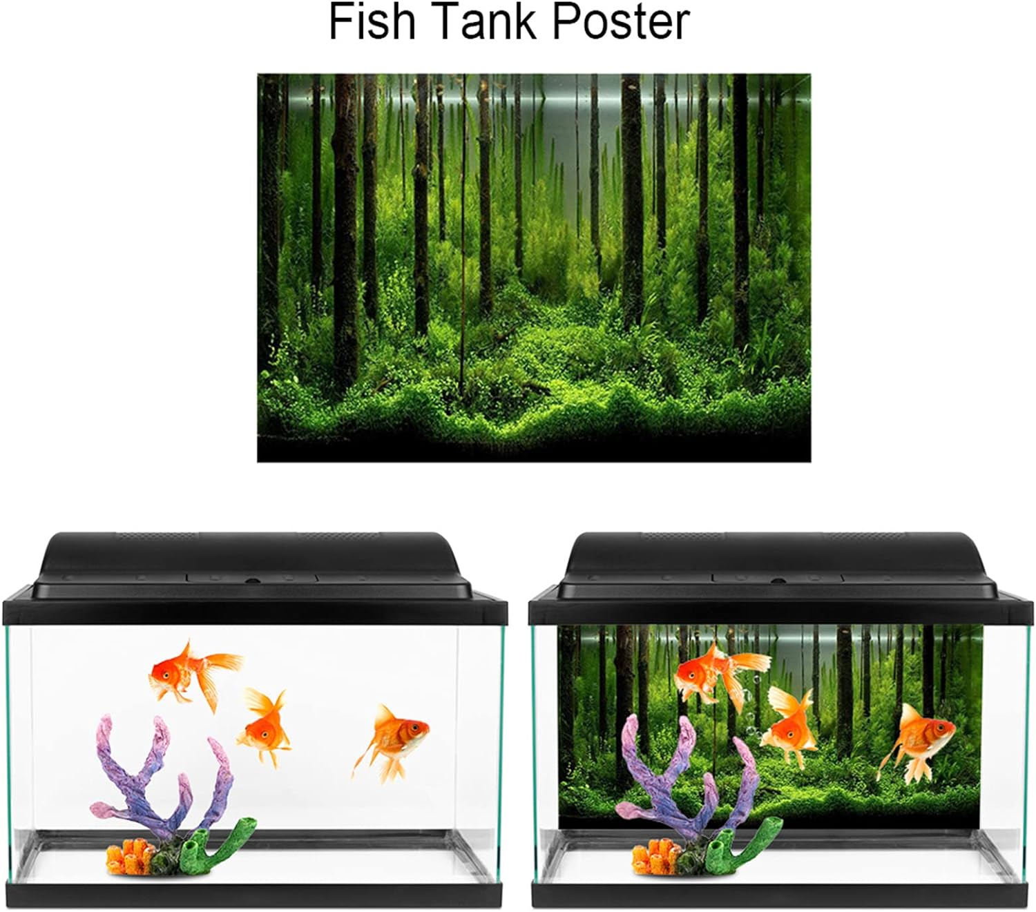 Aquarium Background Poster, Decoration Paper Backdrop Fish Tank Background Underwater Forest Landscape for Removal and Replacement(61 * 41Cm, Black) - 61*41Cm, Black image number 2