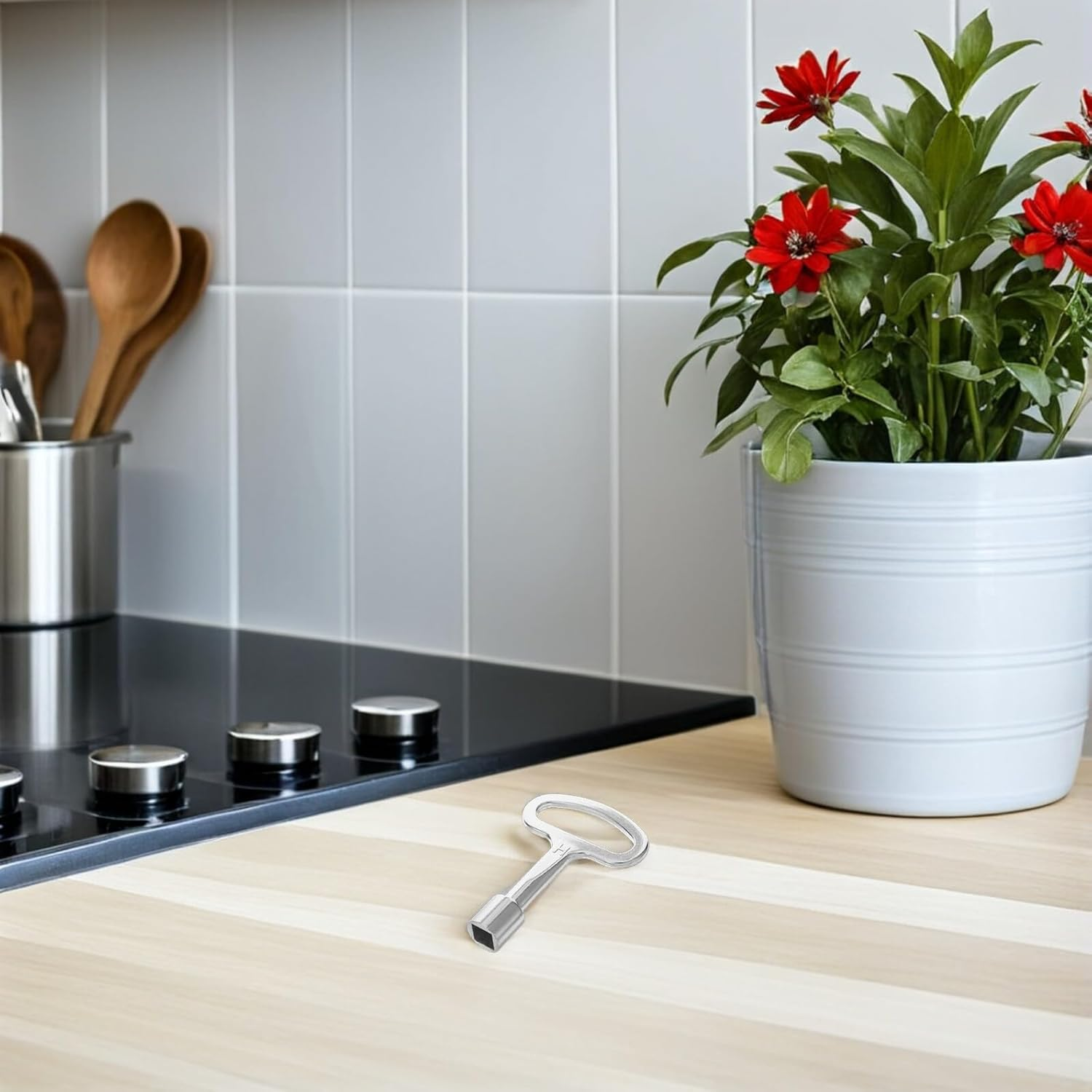 7-Inch Zinc Alloy Gas Valve Key for 1/4 and 5/16 Valves Multi-Purpose Socket Spanner and Radiator Utility Key for Meter Boxes and Air image number 2