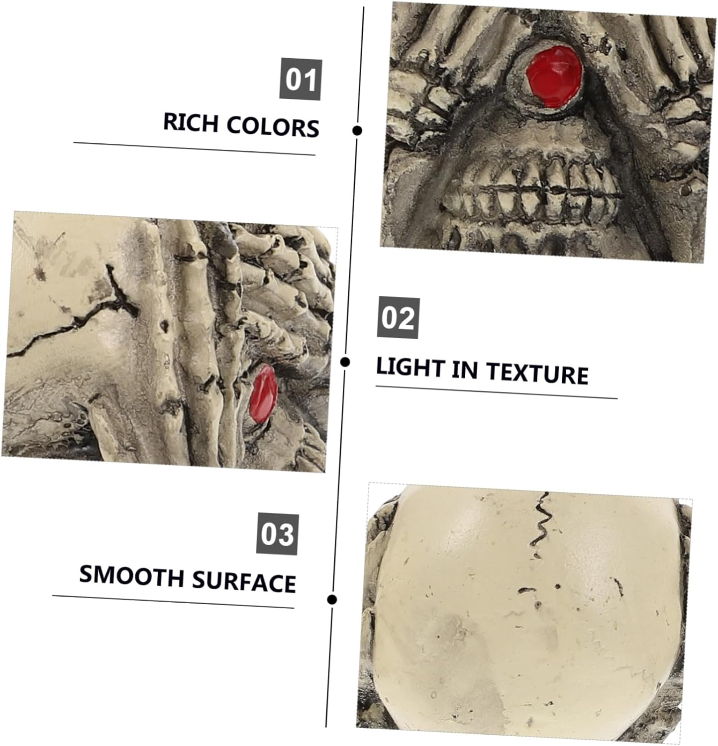 Happyyami 3Pcs Resin Skulls Aquarium Decorations for Fish Tanks and Crawling Pets Halloween Tabletop Ornaments Unique Haunted House Props for Party and Photo Pranks image number 5