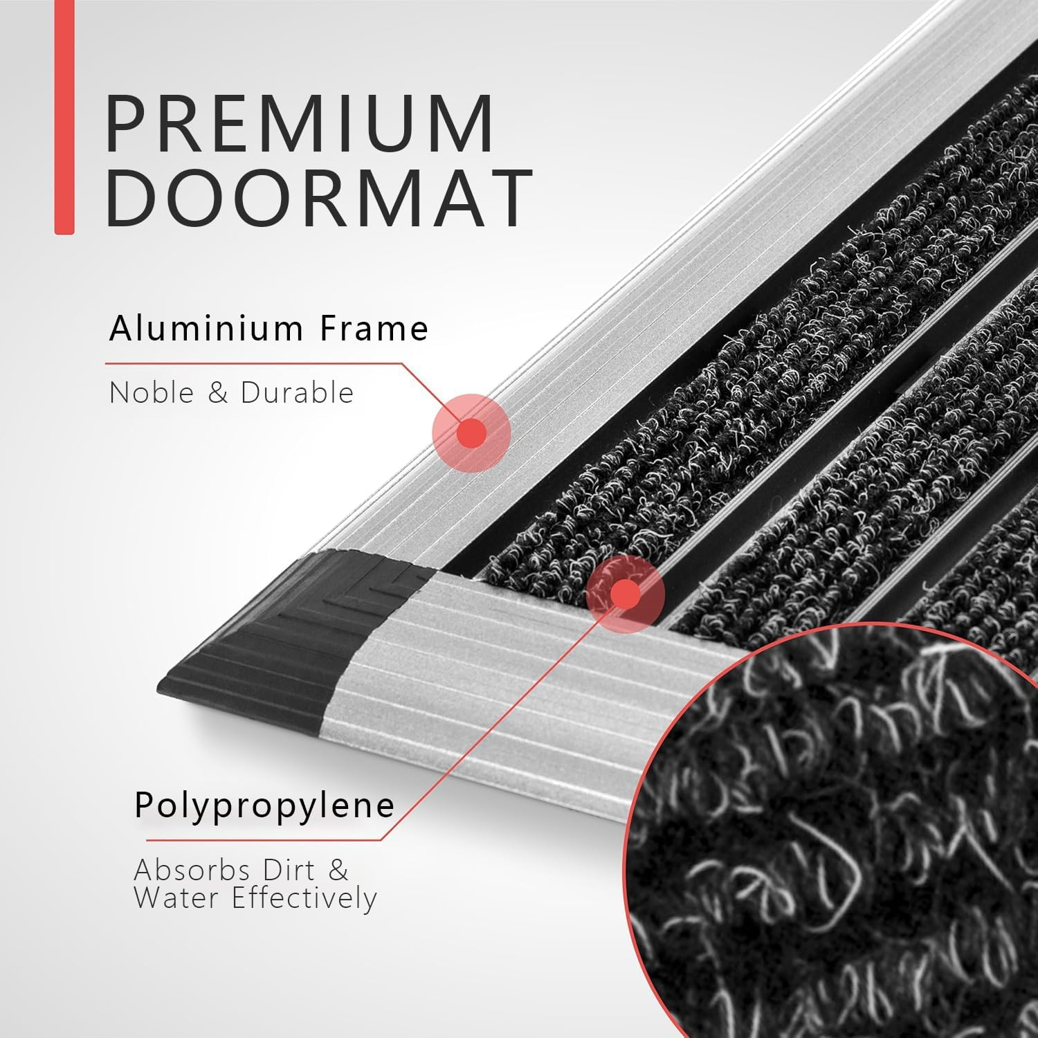 SOICARE Aluminium Front Door Mat (16"X27") outside Outdoor Entrance, Dirt Trapper Non-Slip Durable Shoe Scraper Outdoor Door Mats for outside Entry, Silver 40X60 CM image number 3