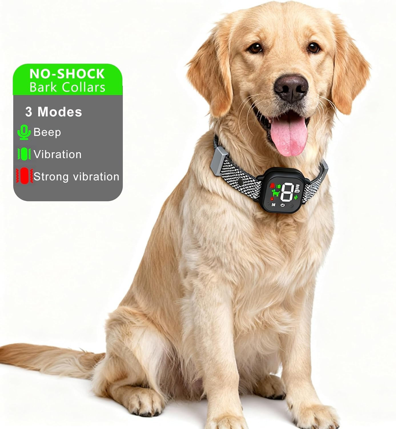 VIC Dog Bark Collar, Smart Bark Collar for Small Medium Large Dogs, Automatic No Shock anti Barking Training Collar, Rechargeable No Bark Collar with 8 Adjustable Sensitivity & Beep Vibration Modes image number 2