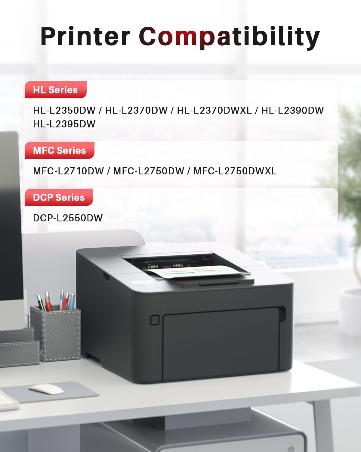 TN2450 Toner Cartridge Compatible for Brother TN-2450 TN2450 with Chip Use with MFCL2710DW MFCL2713DW MFC-L2750DW HL-L2350DW HLL2375DW HLL2395DW HLL-L2375DW DCP-L2550DW Printer(2 Black) image number 6