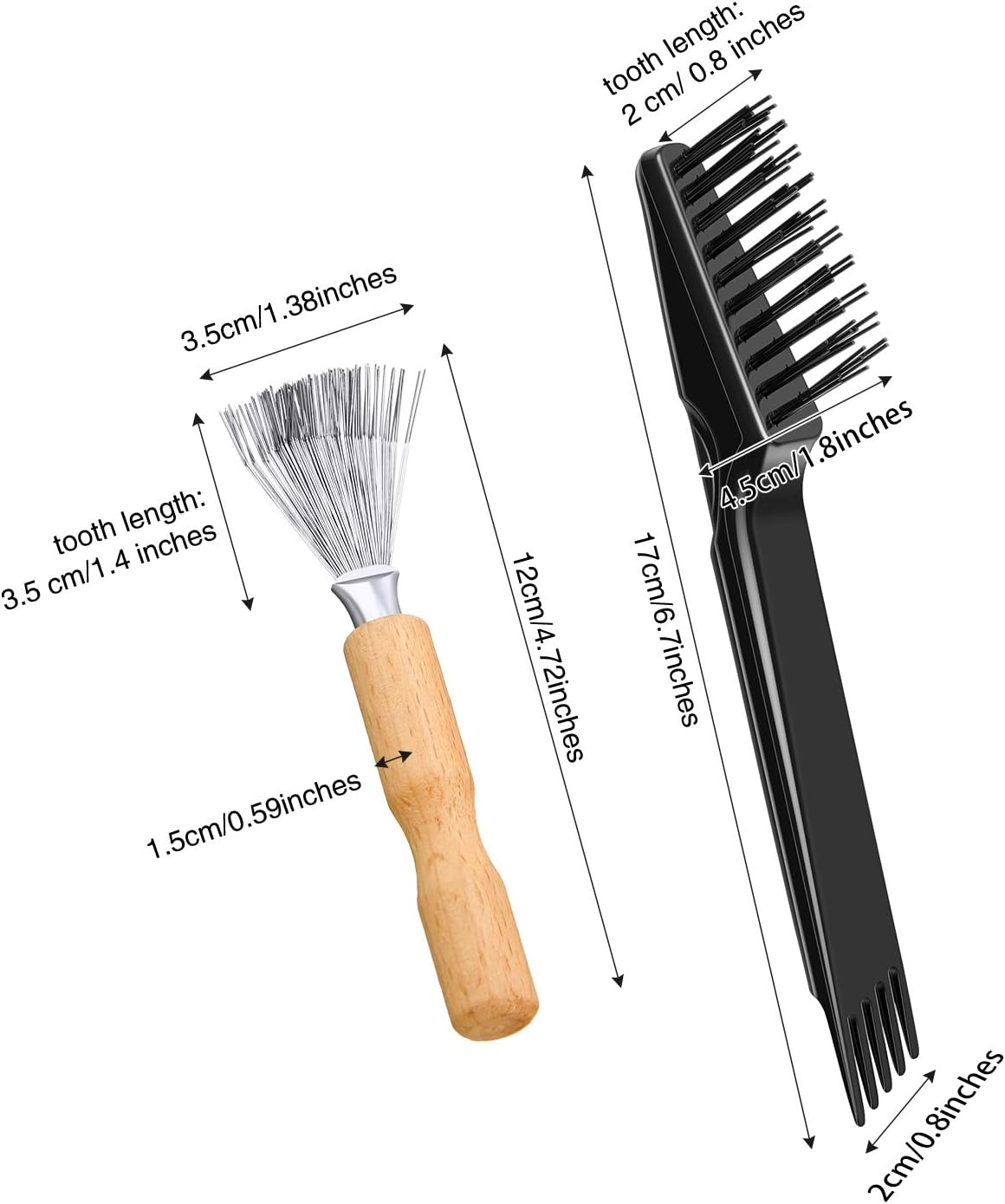 Boao 4 Pcs Hair Brush Cleaning Tool Set Mini Hair Cleaning Brush Tool Wooden Handle Mini Rakes for Removing Dust Home Salon Use(Black) image number 5