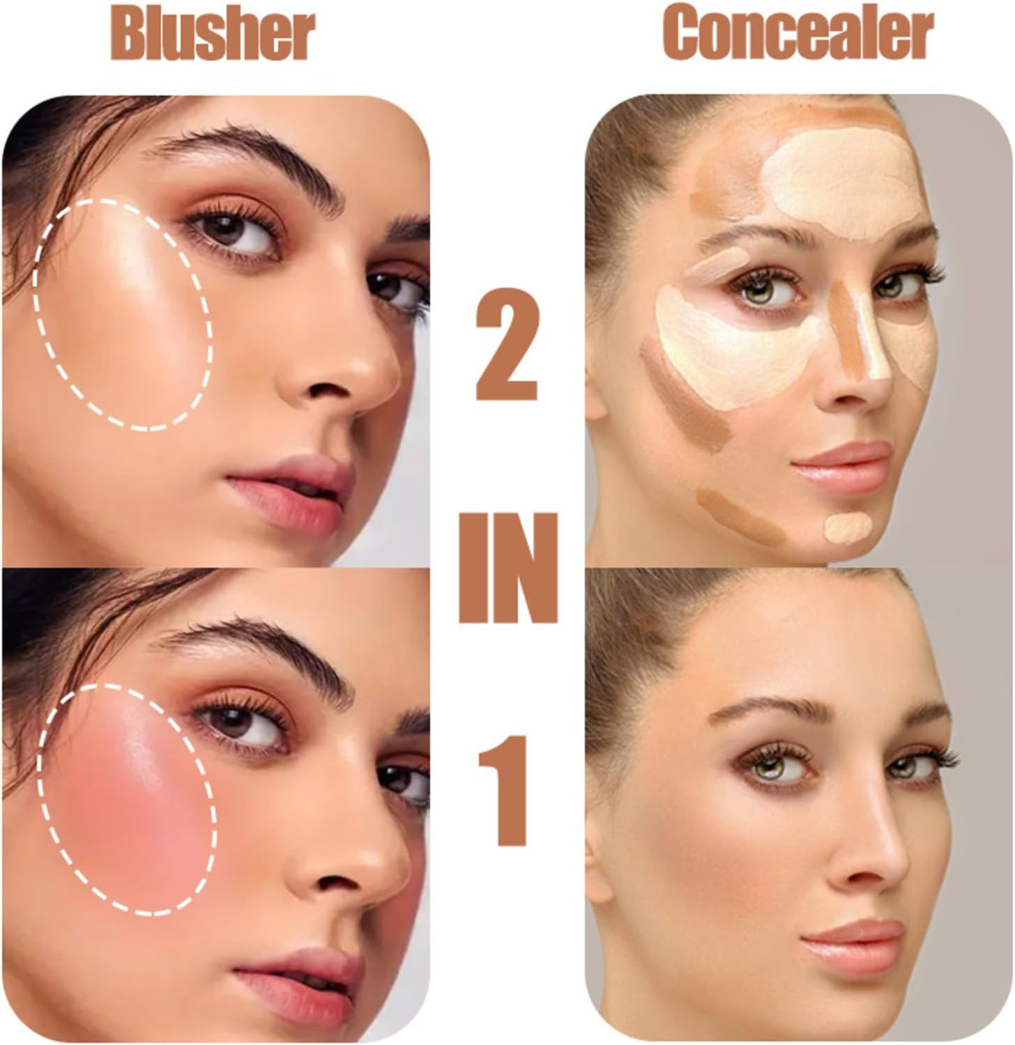 12 Colors Correcting Concealer Palette, Full Coverage Cream Contour Palette with Brush, Long Lasting Waterproof Foundation Highlighting Concealer Cream Makeup image number 4