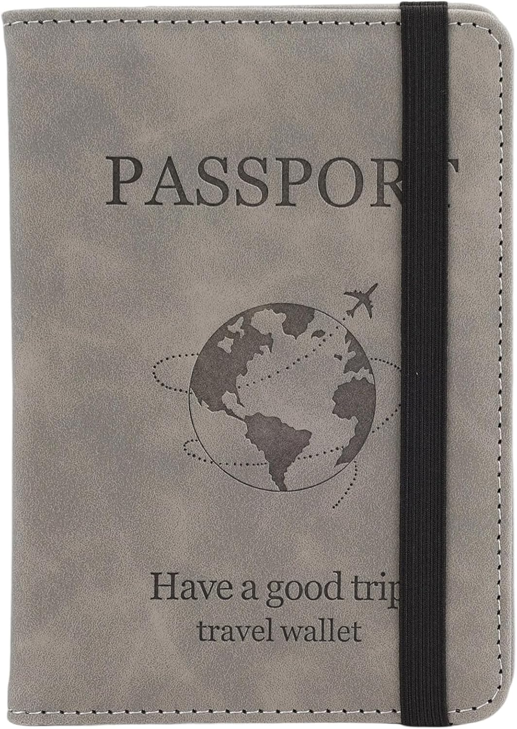 Fiohiros Passport Holder for Women and Men, Premium Leather RFID Blocking Passport Wallet, Passport Cover Travel Essentials for ID & Credit Cards, Perfect for Plane Trips, Journeys (Grey)