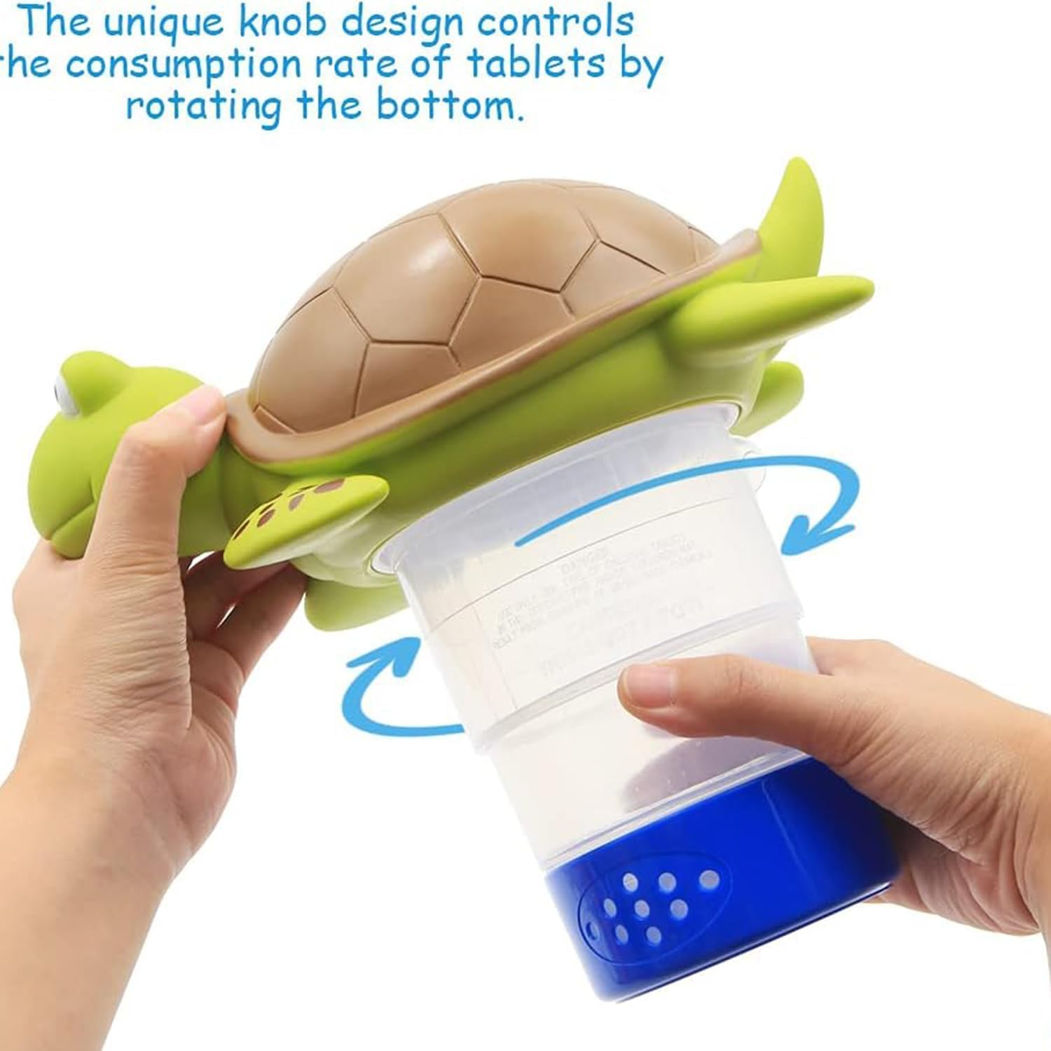 Chlorine Dispenser for Pool, Floating Duck Tablet Holder, Adjustable Feeder Water Purifier for Small Large Pool, Tub, Spa (Turtle) image number 3