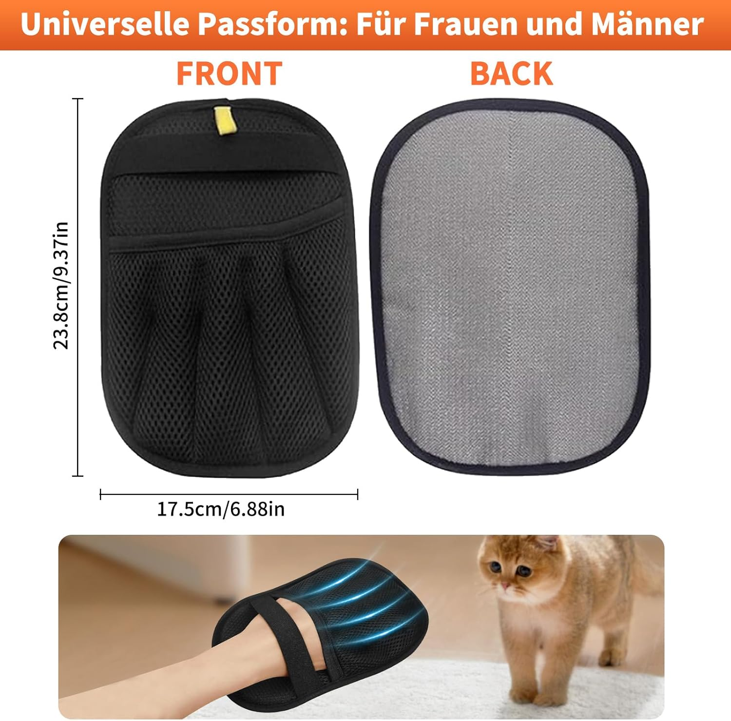 2-Pack Pet Hair Removal Gloves | Reusable, Washable Gloves against Dog & Cat Hair with Electrostatic Technology for Furniture, Car & Clothing image number 6