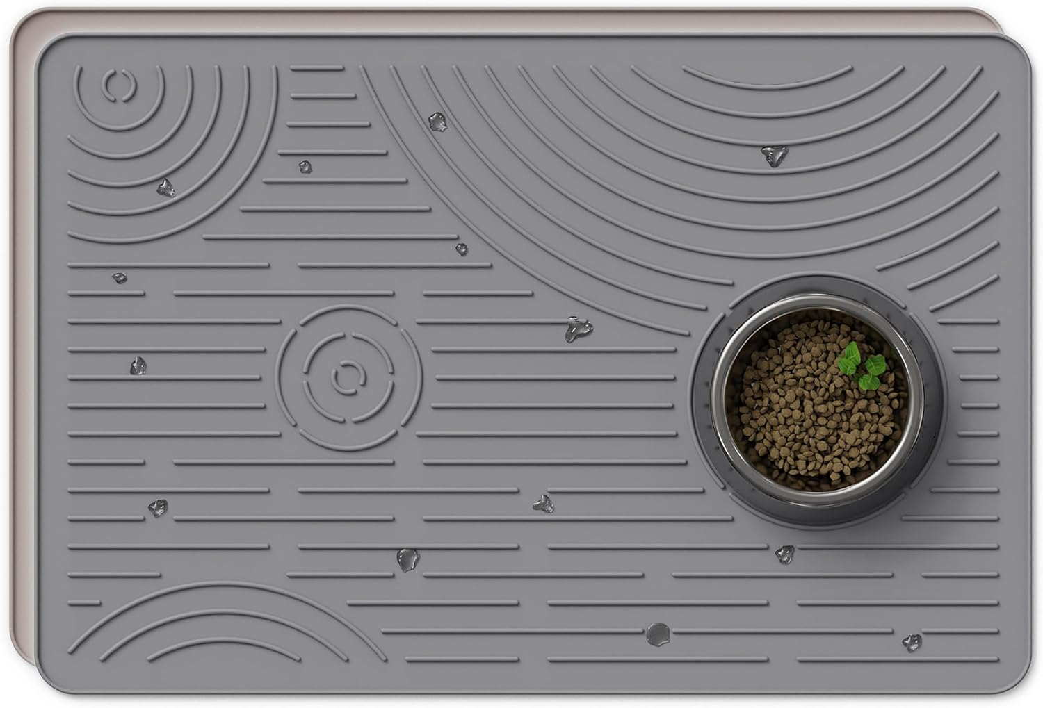 Wingcases Cat Litter Mat, 40X30Cm Silicone Litter Trapping Mat, Non-Slip, Easy to Clean, Waterproof Urine Resistant Material, Soft on Kitty Paws (Beige)