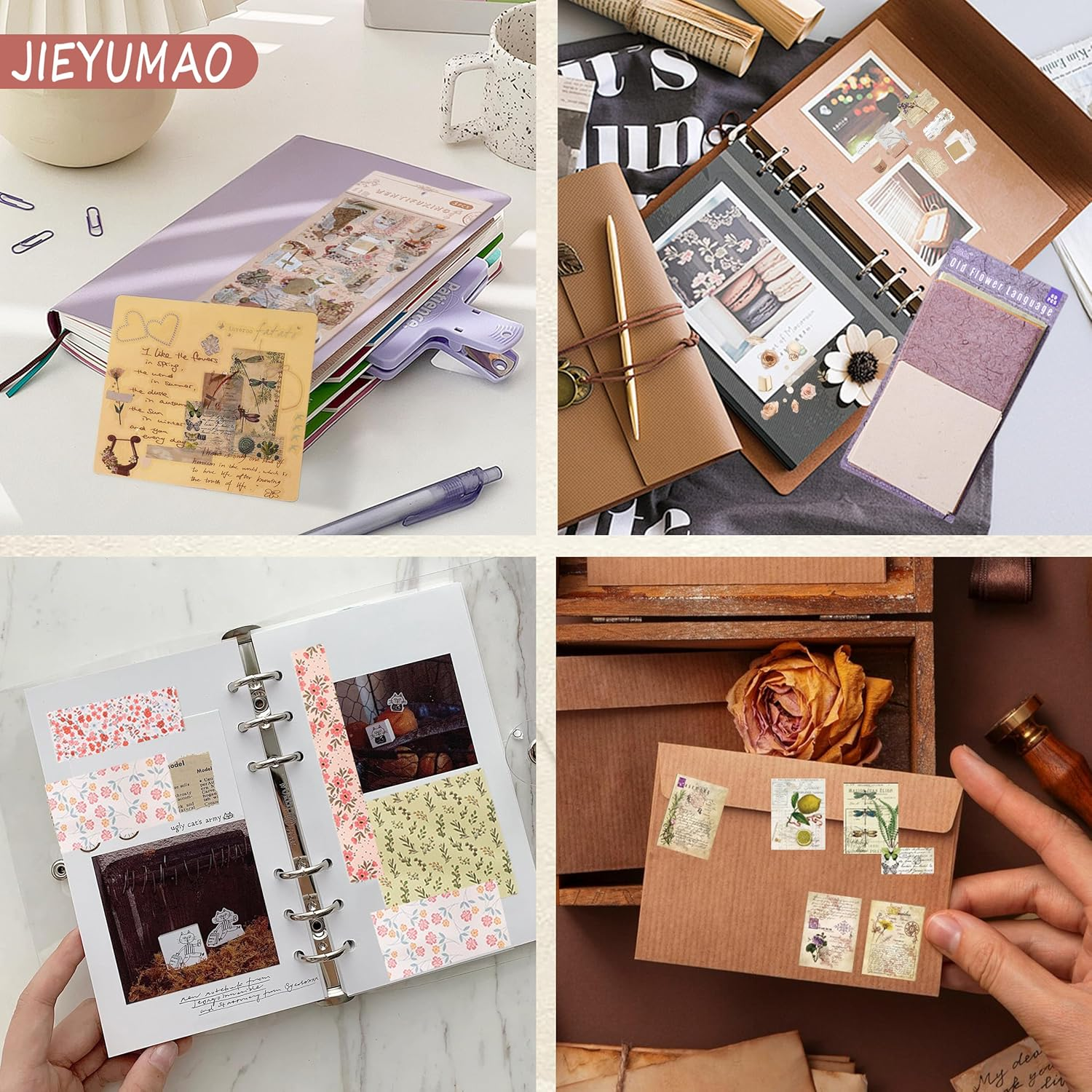 JIEYUMAO Vintage Scrapbook Paper, 366 Sheets Retro Scrapbook Paper, Multicolor Vintage Pattern Paper, Journaling Scrapbooking Supplies Kit Vintage Scrapbooking Supplies for DIY Art image number 4