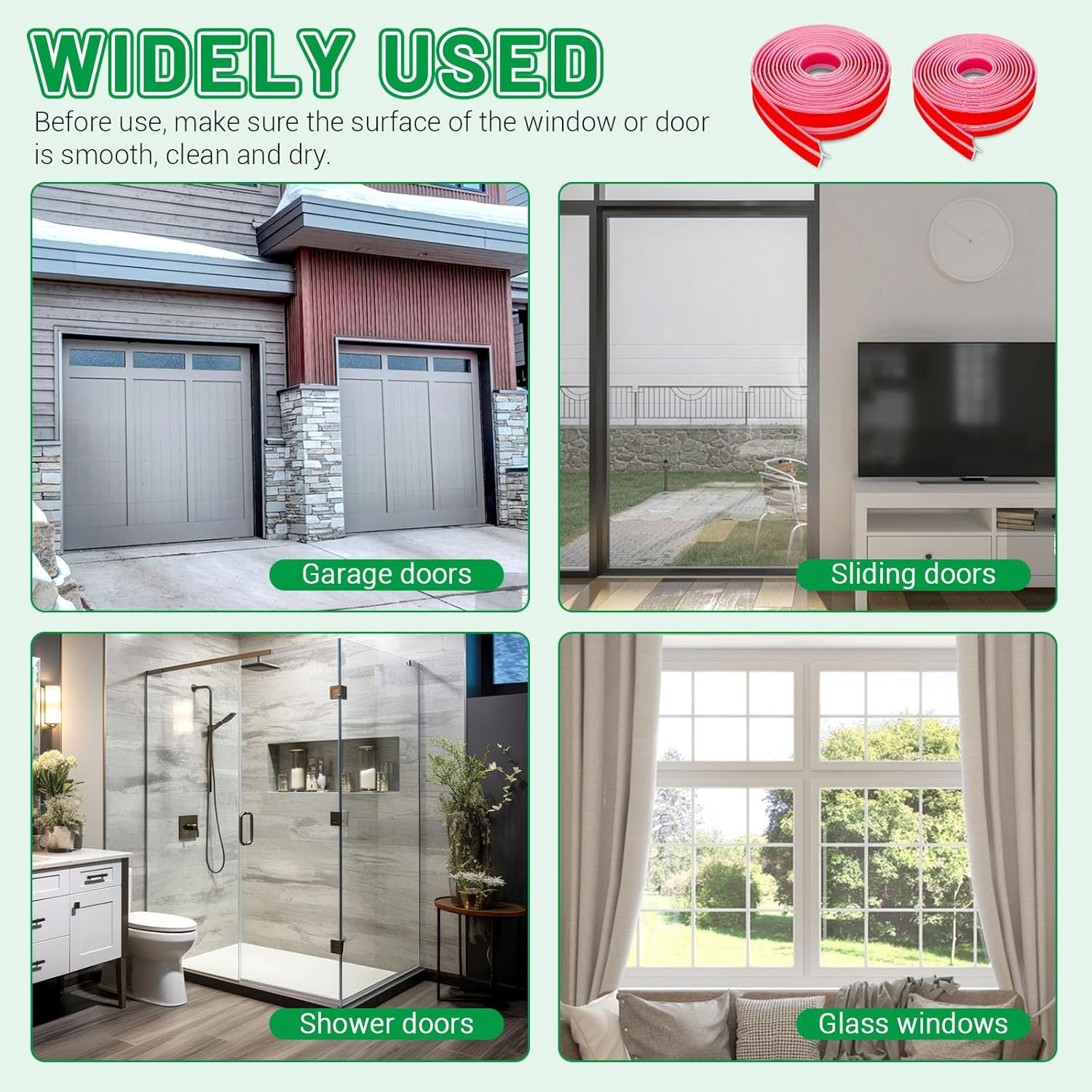 Huakaile T-Shaped Clear Door Draft Stopper Blocker, 9.8 Ft X 1.3" Silicone Weather Stripping Window Seal Strips, Self-Adhesive Waterproof Shower Door Bottom Sweep for Insulation Gap image number 1