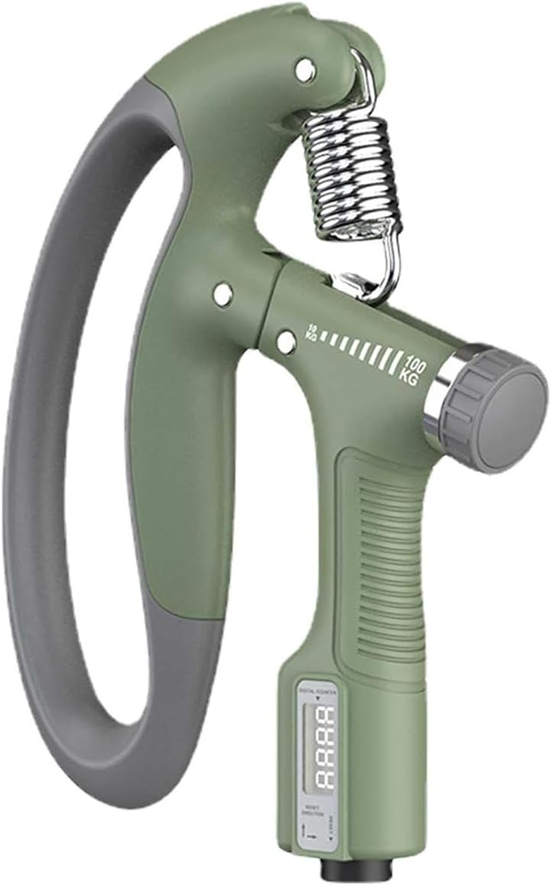 AIMALL Adjustable R-Type Grip Strength Trainer with LCD Counter, 5.7X6.29In, Hand Finger Arm Exercise Device for Men & Women, Durable Steel Spring Fitness Tool