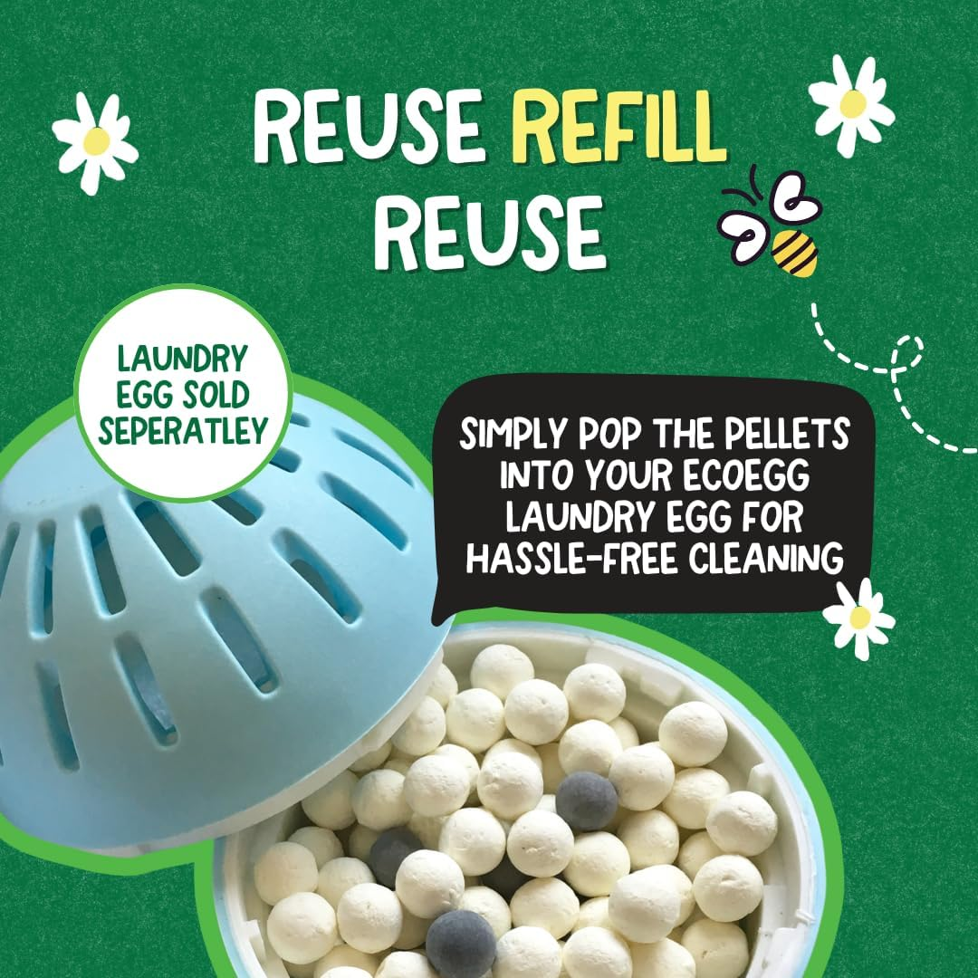 Ecoegg Laundry Egg Refill Pellets, 70 Washes, Detergent Replacement, No Enzymes, Chlorine Bleaches, Phosphates, Parabens, SLS/SLES or Palm Oil(Fresh Linen, 70 Count (Pack of 1) image number 3
