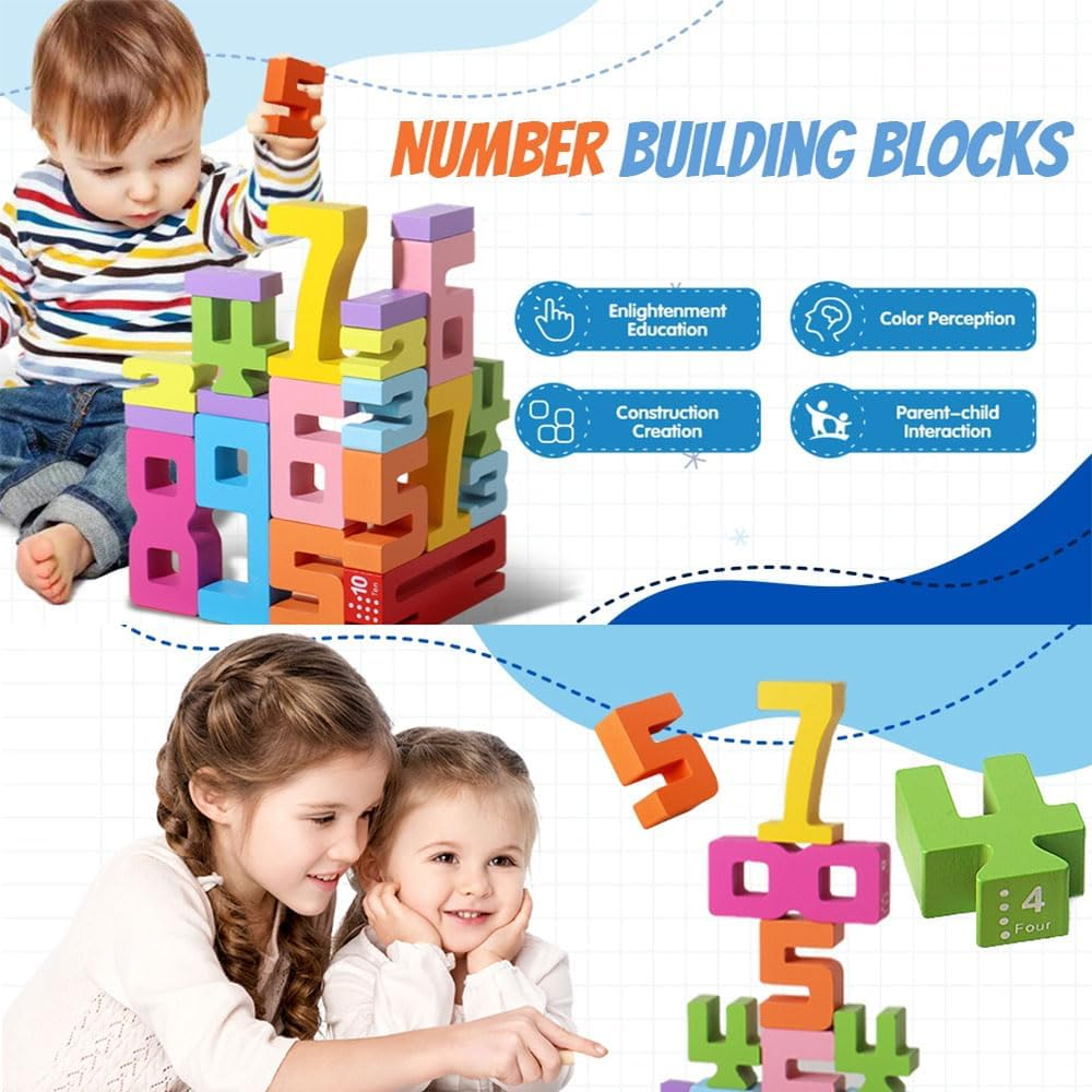 DWYYWSM Wooden Math Numbers Blocks, Montessori Wooden Number Building Blocks, Digit Blocks, Friends of Ten Blocks, Unlock Your Child&rsquo;S Potential image number 3