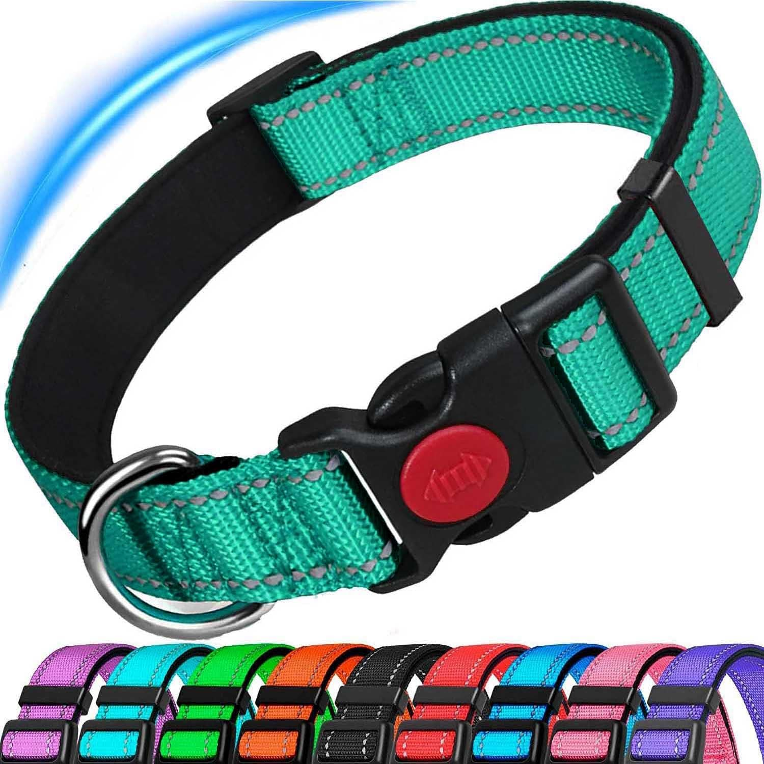Dog Collar, Reflective Adjustable Basic Dog Collar with Soft Neoprene Padding, Durable Nylon Pet Collars for Puppy Medium Dogs