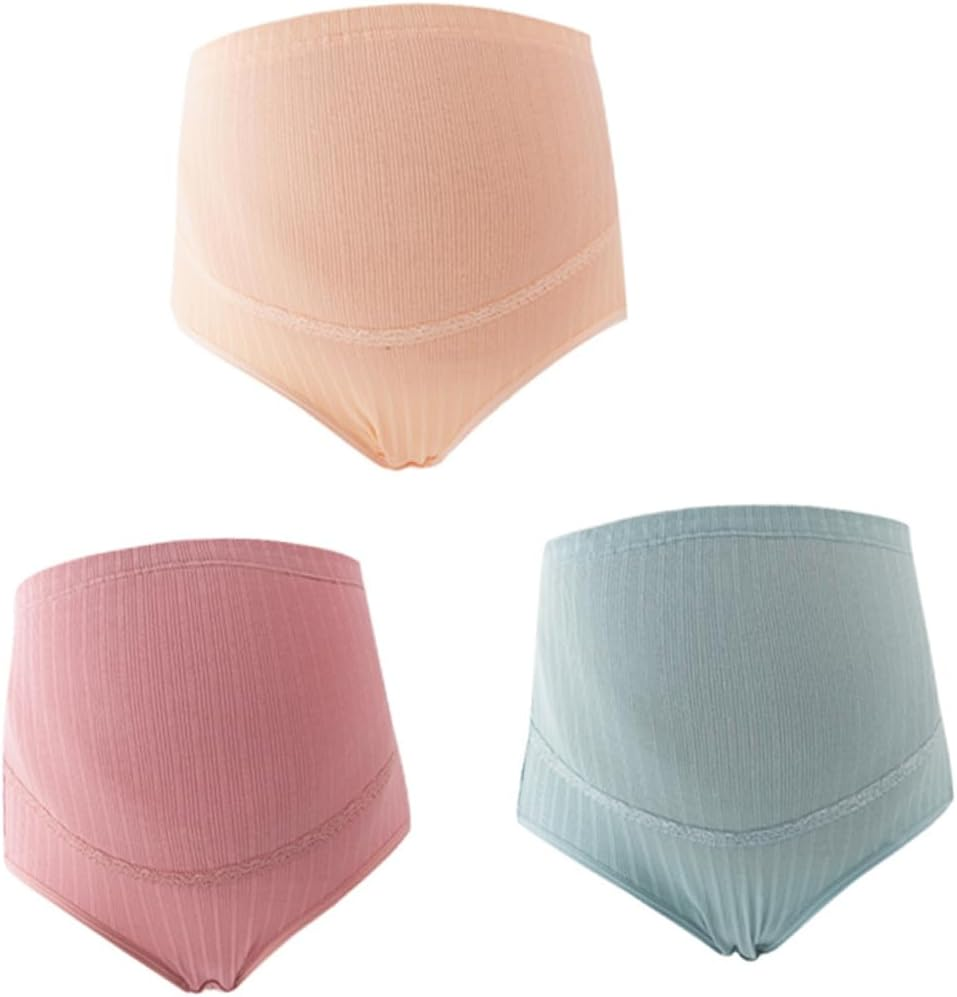 3Pcs High Waist Cotton Maternity Underwear Splice Design Stomach Support Nursing Panties for Pregnant Women Comfortable Breathable image number 3