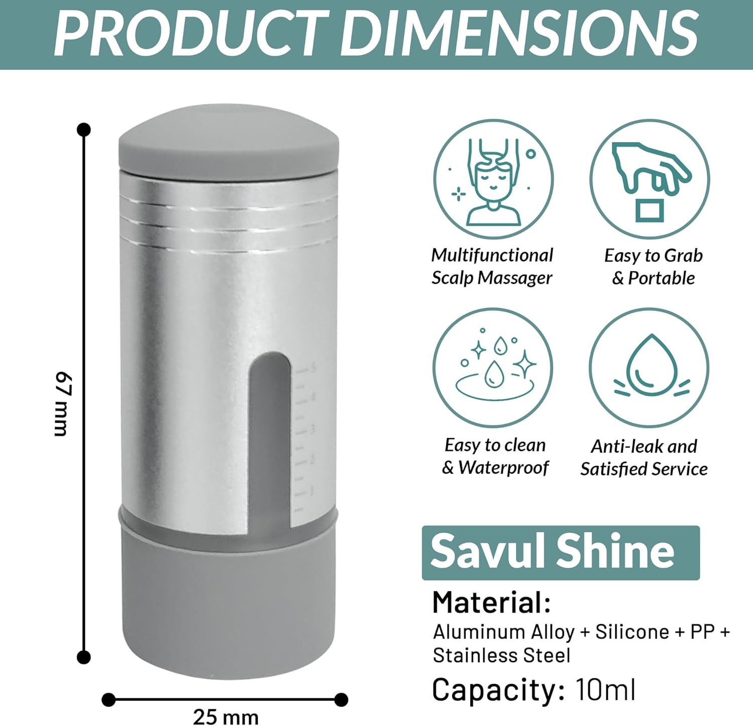 Savul Shine Scalp Oil Applicator, Essential for Hair Root Growth,Comb Bottle, Massager - Graduated 10Ml Scale for Head Care image number 4