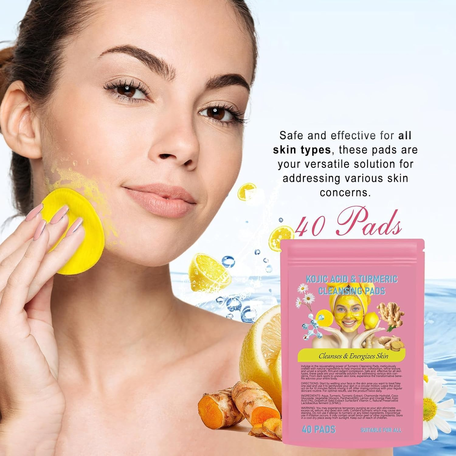 Turmeric Kojic Pads, Turmeric Cleansing Pads, Compressed Facial Sponges, Portable Skin Care Tools,Travel Essentials Facial Sponges - 1-PINK - 1-Pink image number 6