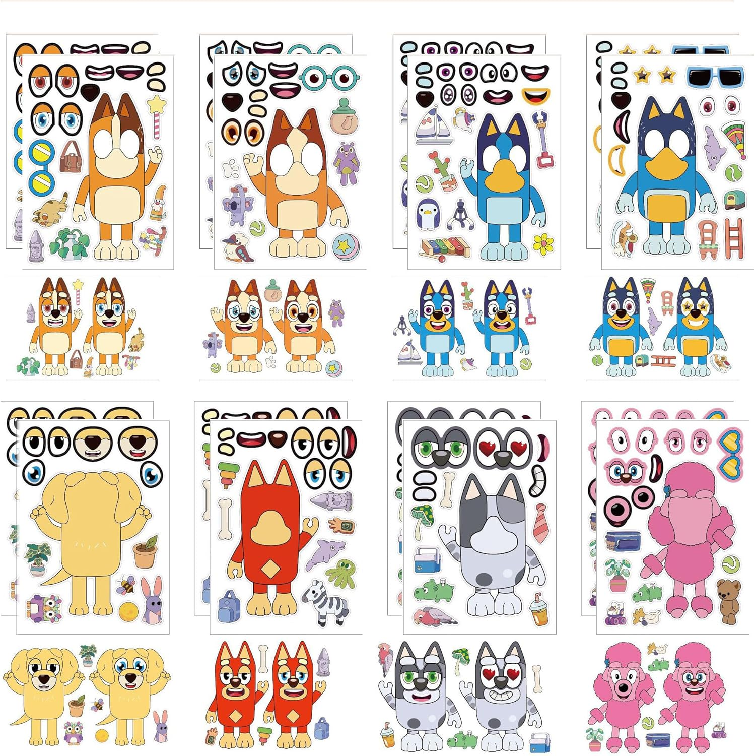 24 Pcs Sheets Cartoon Character Face Stickers for Kids Toddlers with 8 Styles,Make Your Own Face Stickers for Boys Girls,Diy Face Stickers Pack for Classroom Party (11*16Cm Cartoon Superhero) image number 5